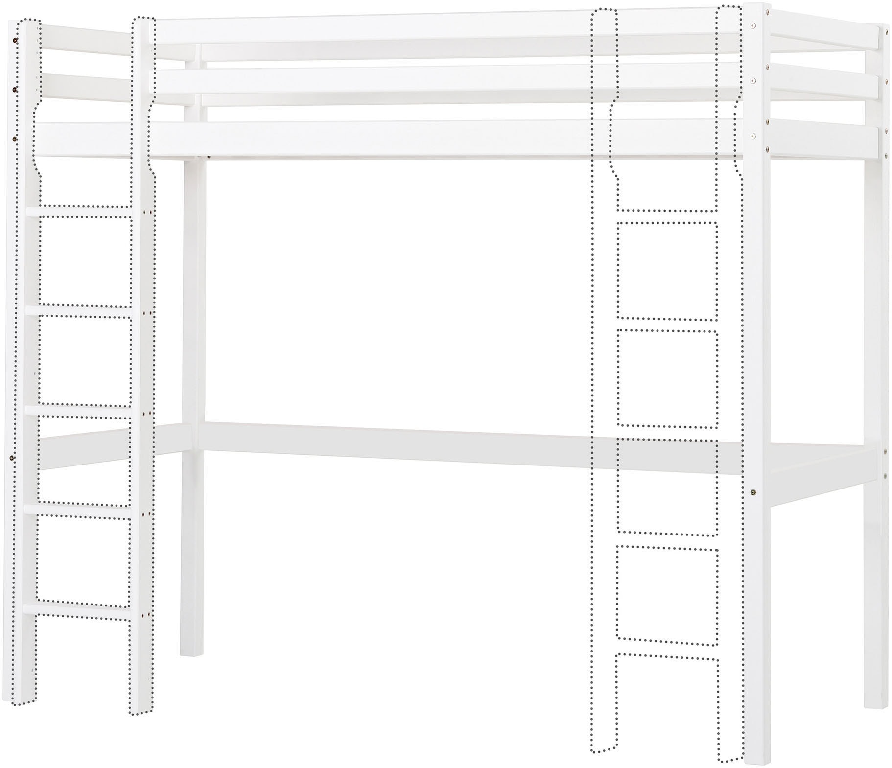 Hoppekids Hochbett »ECO Dream 90x200 mit Schreibtisch & Loungesofa / Gästebett«, Kinderbett aus Massivholz, Sofa ausziehbar zum Gästebett