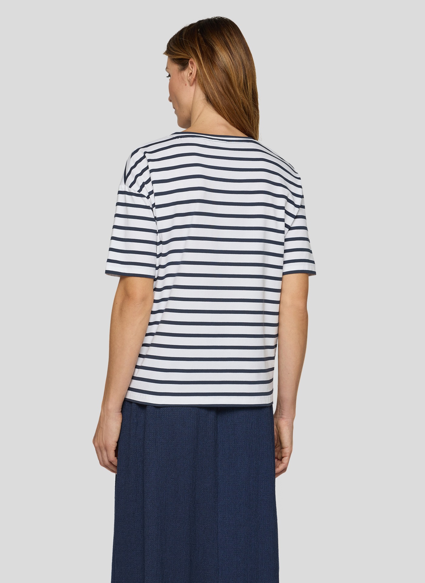 Rabe Kurzarmshirt im Streifen-Design und mit Glitzersteinen