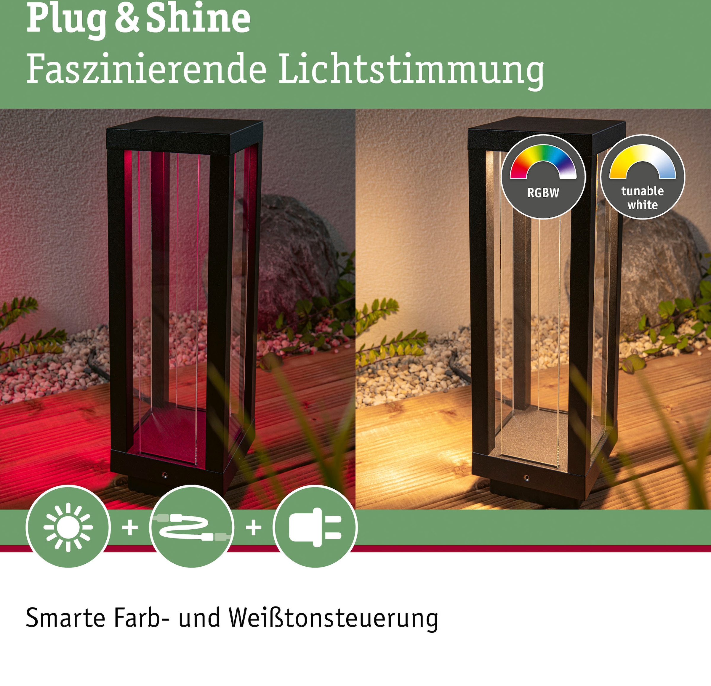 Paulmann LED Gartenleuchte »Outdoor Plug & Shine Classic Lantern 30 ZigBee IP44 RGBW«, 1 flammig, ZigBee IP44 RGBW