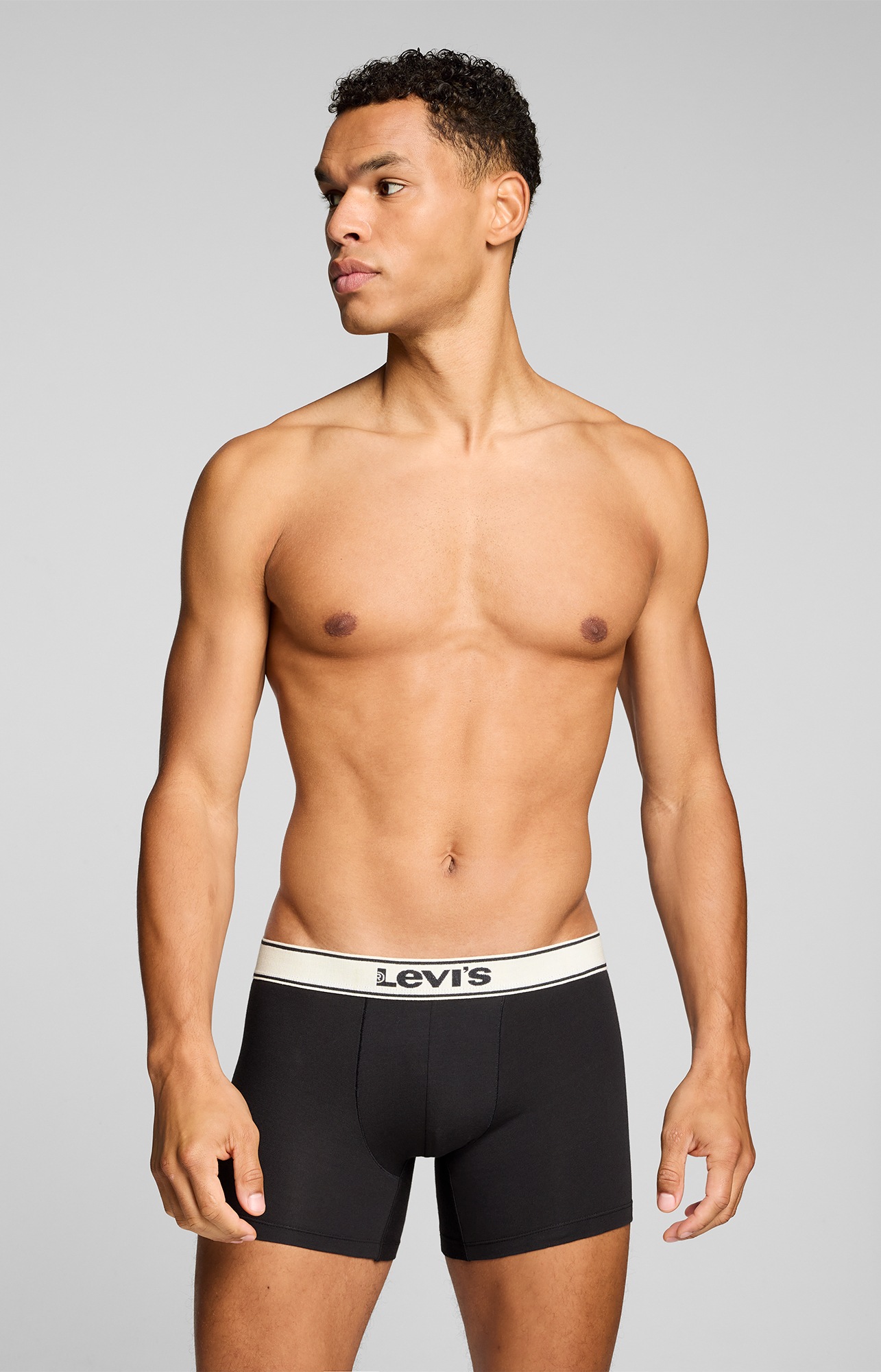 Levi's® Boxershorts »LEVIS MEN VNTG HTR BOXER BRIEF 2P« 2er Pack,  ohne Eingriff, uni, meliert, Logo-Bund, elastisch