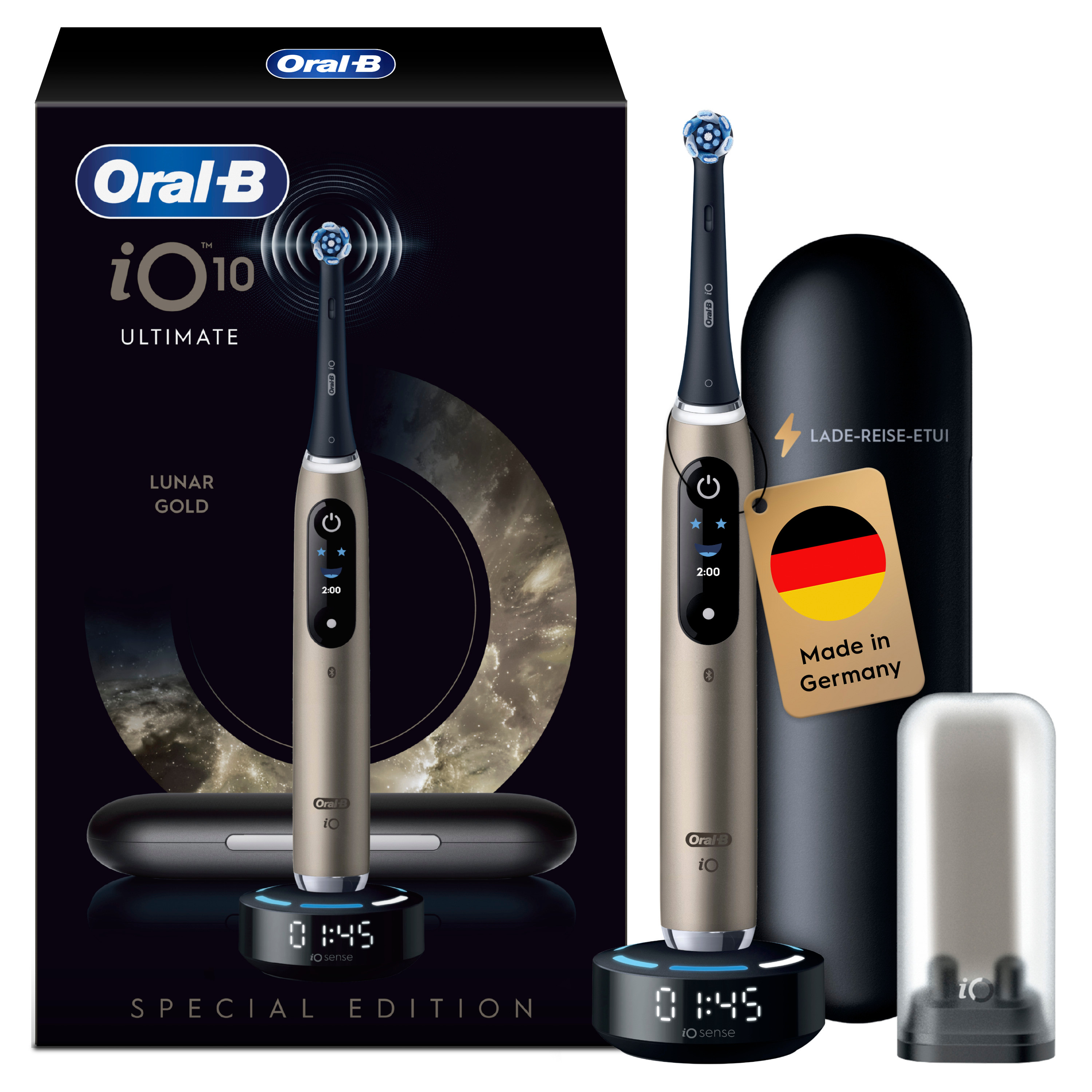 Oral-B Elektrische Zahnbürste »iO Series 10« 1 Stk. Aufsteckbürsten inkl. 1 Aufsteckbürste, iO Sense Schnellladestation, Lade-Reise-Etui