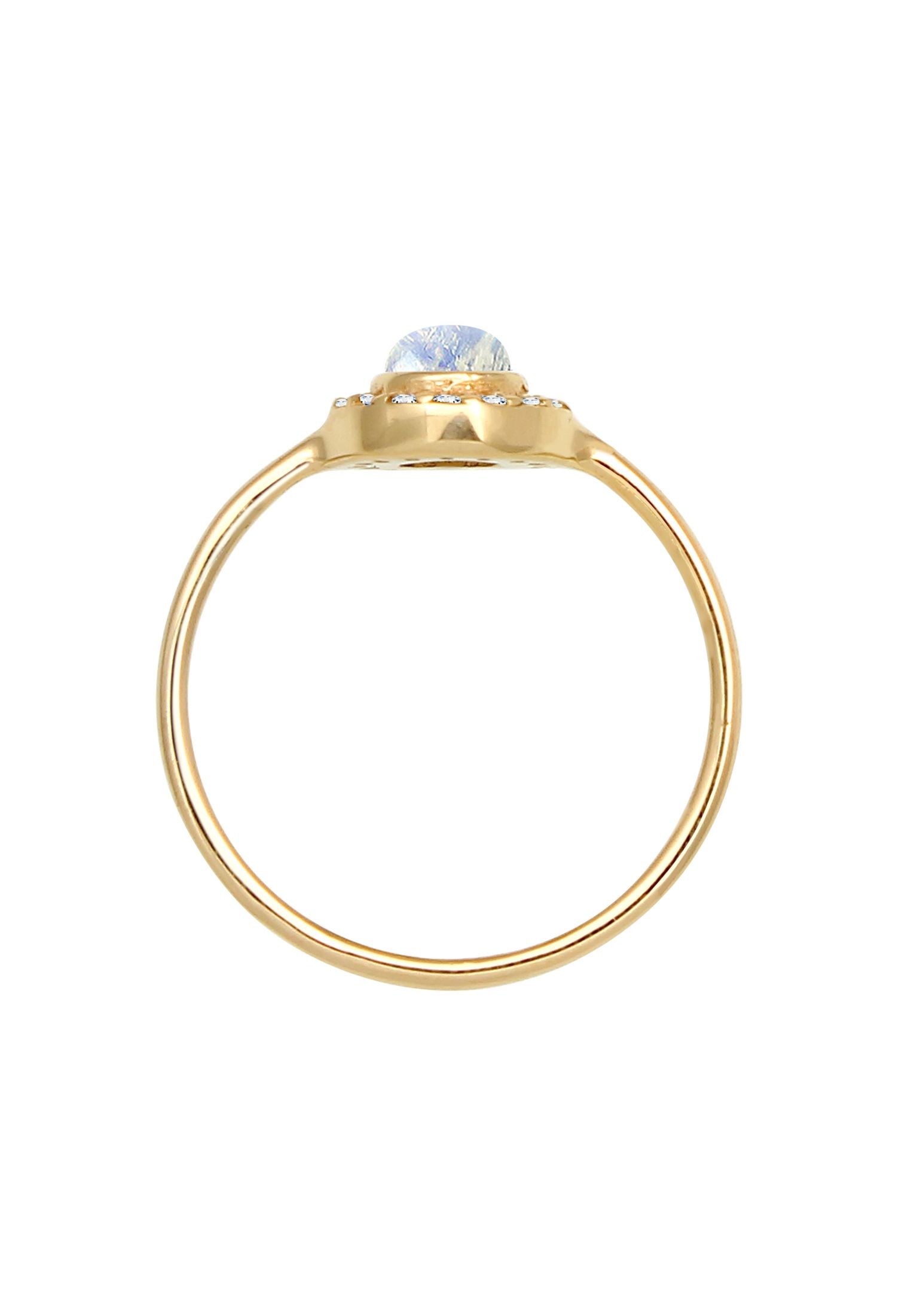 Elli DIAMONDS Silberring »Ring Mondstein Diamant Weiß Brillantschliff (0.016ct) 585 Gelbgold«