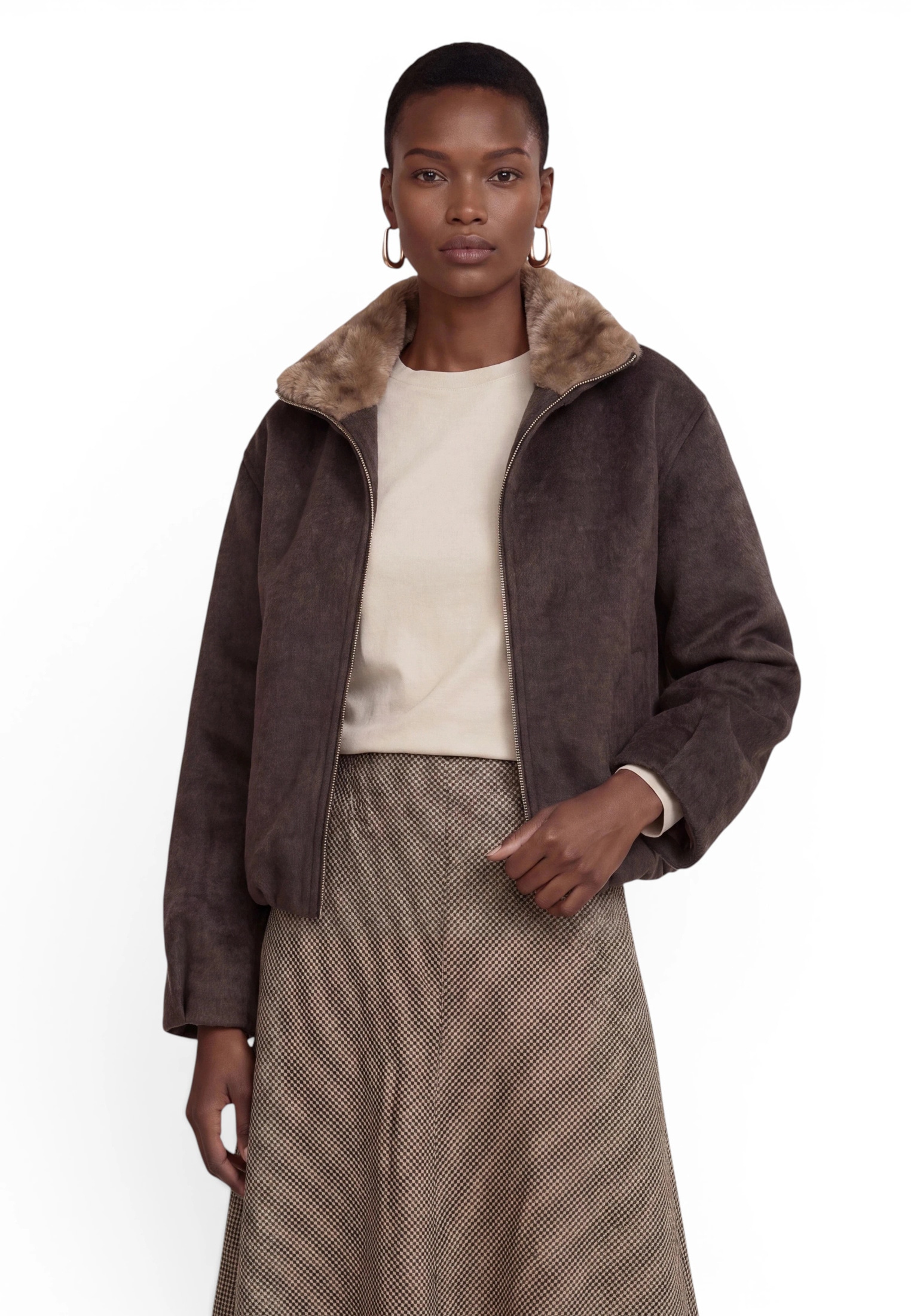 Zero Outdoorjacke »Casual-Jacke mit Kunstfellkragen«
