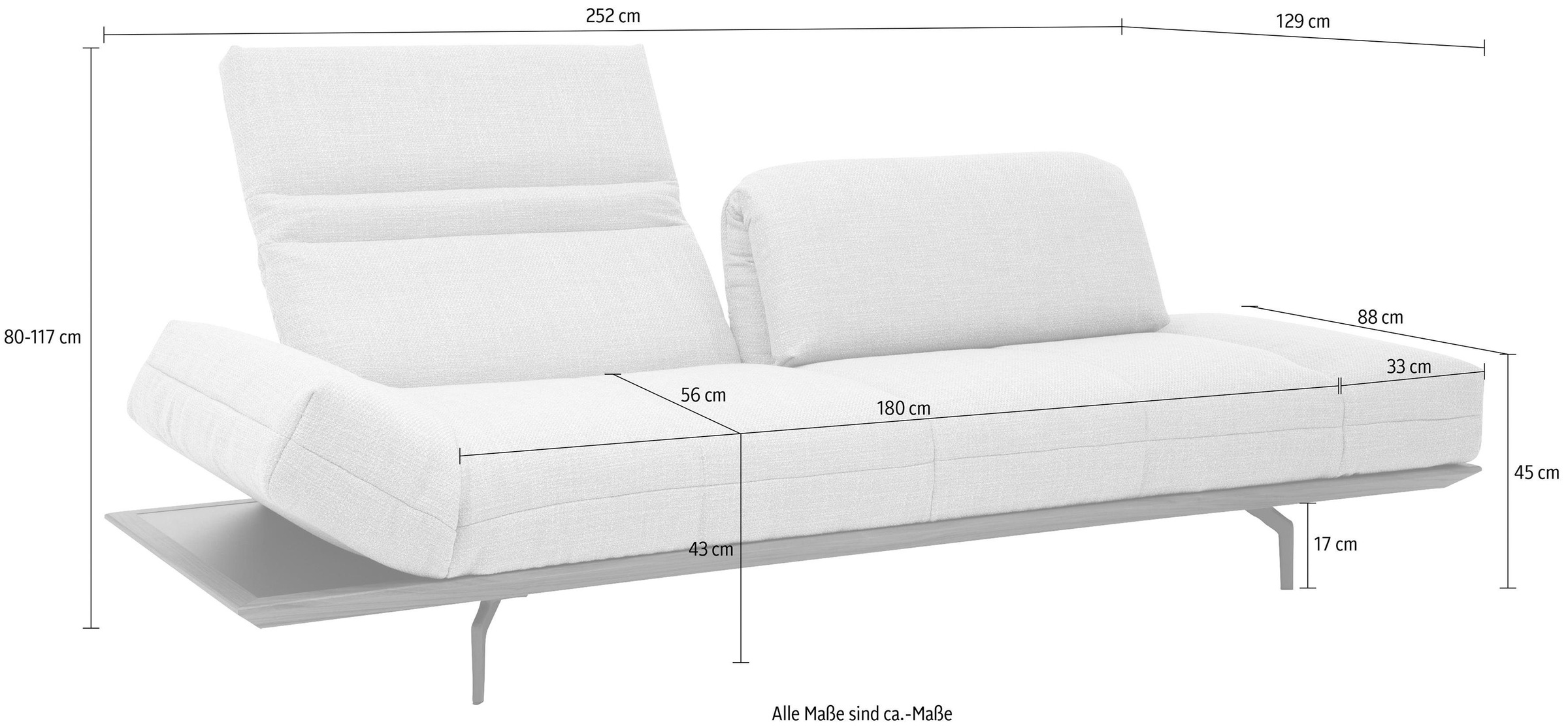 hülsta sofa cm Nußbaum, in Qualitäten, Online 2 oder Eiche in OTTO Holzrahmen Breite 4-Sitzer Shop 252 »hs.420«, Natur