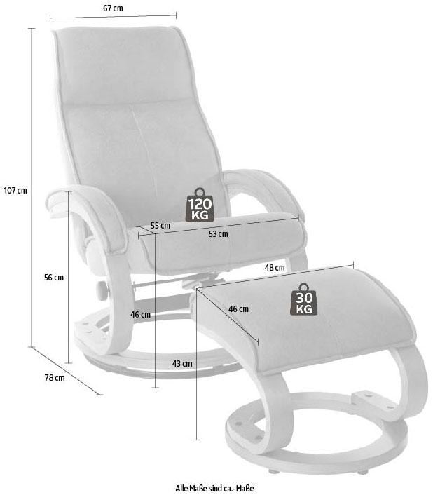 INOSIGN Relaxsessel »Lille, TV-Sessel, Sessel mit Hocker, Wohnzimmer,«, Schlaffunktion, Luxus-Microfaser Bezug und Holzgestell, Sitzhöhe 46 cm