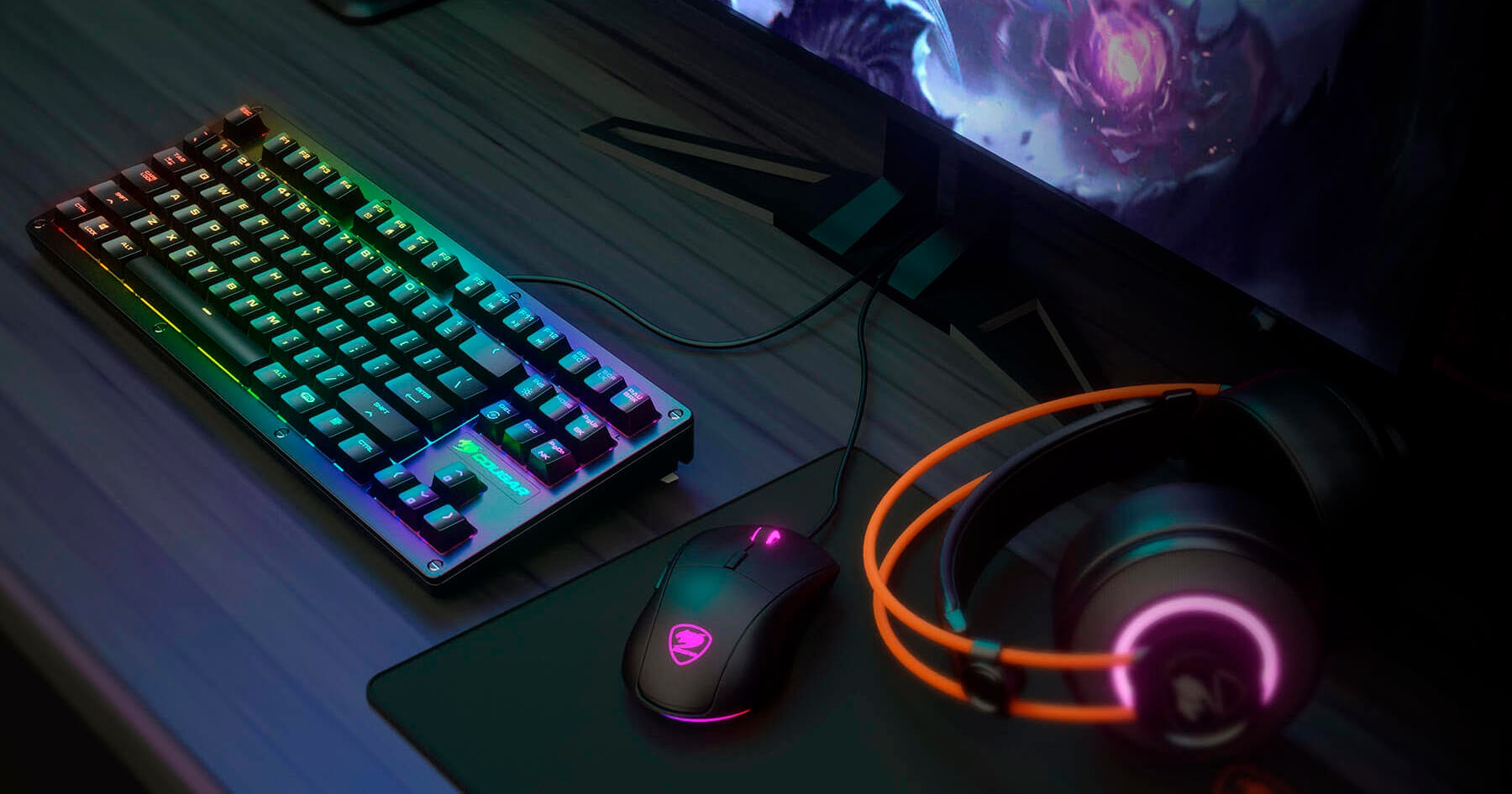 Cougar Gaming-Tastatur »Puri TKL RGB« (Funktionstasten | Multimedia-Tasten | Schutzhülle | USB-Anschluss)