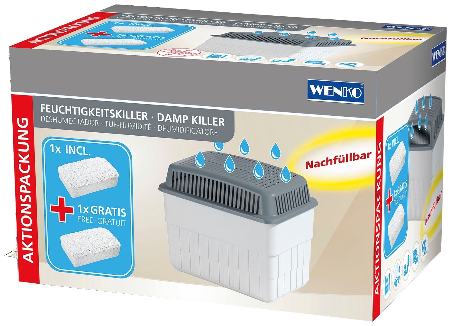 WENKO Luftentfeuchter »Feuchtigkeitskiller«, für 80 m³ Räume, 2 x 1 kg