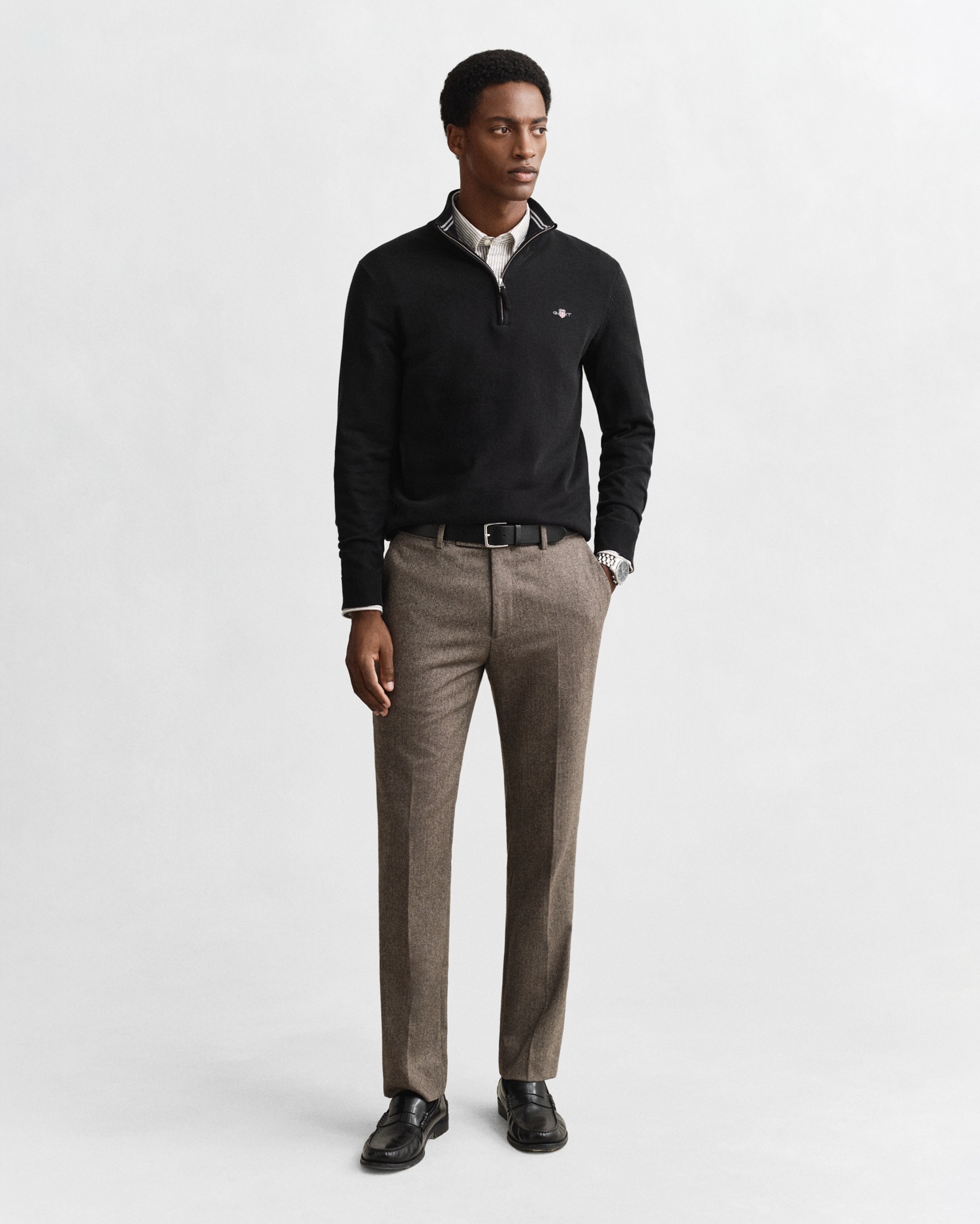 Gant Troyer »CLASSIC COTTON HALF ZIP« mit gerippten Details