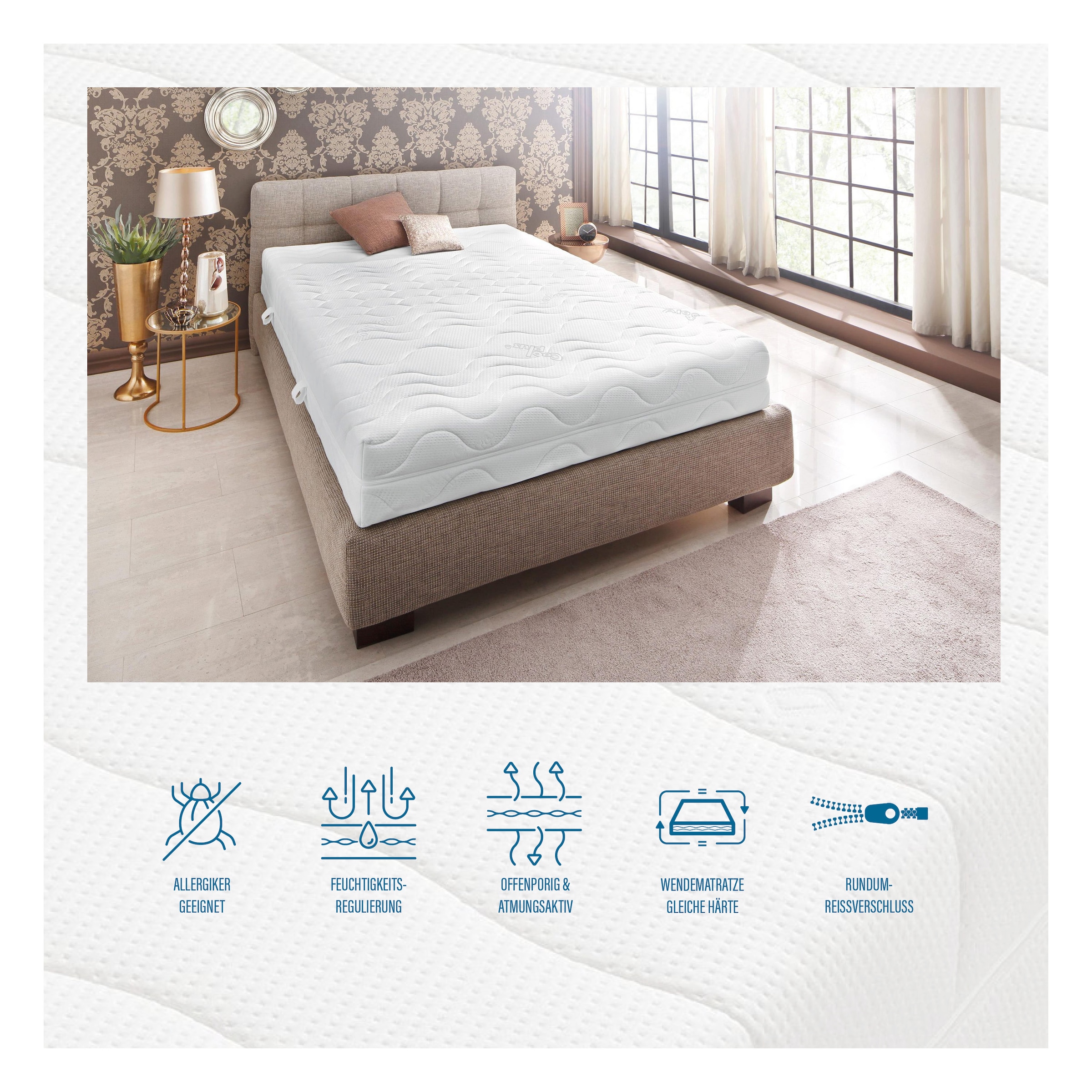 Beco Komfortschaummatratze »Premium Cool Plus, Matratze in 140x200 cm und weiteren Größen« 25 cm hoch Raumgewicht: 28 kg/m³ 1 Stk. tlg. Optimales Schlafklima durch Cool-Plus-Markenfaser