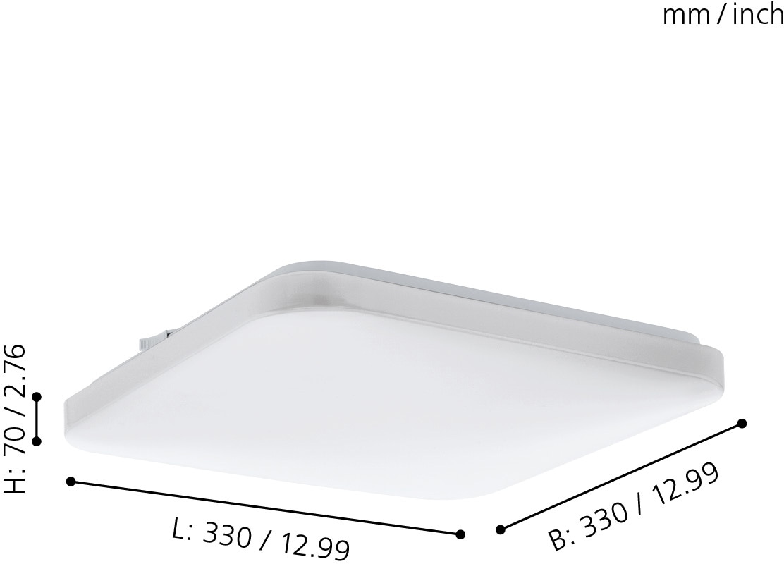 EGLO Deckenleuchte »FRANIA«, LED-Board, Warmweiß, weiß / L33 x H7 x B33 cm / inkl. 1 x LED-Platine (je 17,5W, 2000lm, 3000K) - Deckenlampe - Schlafzimmerlampe - Büroleuchte - Lampe - Schlafzimmer - Küche - Flur - Flurlampe - Küchenlampe