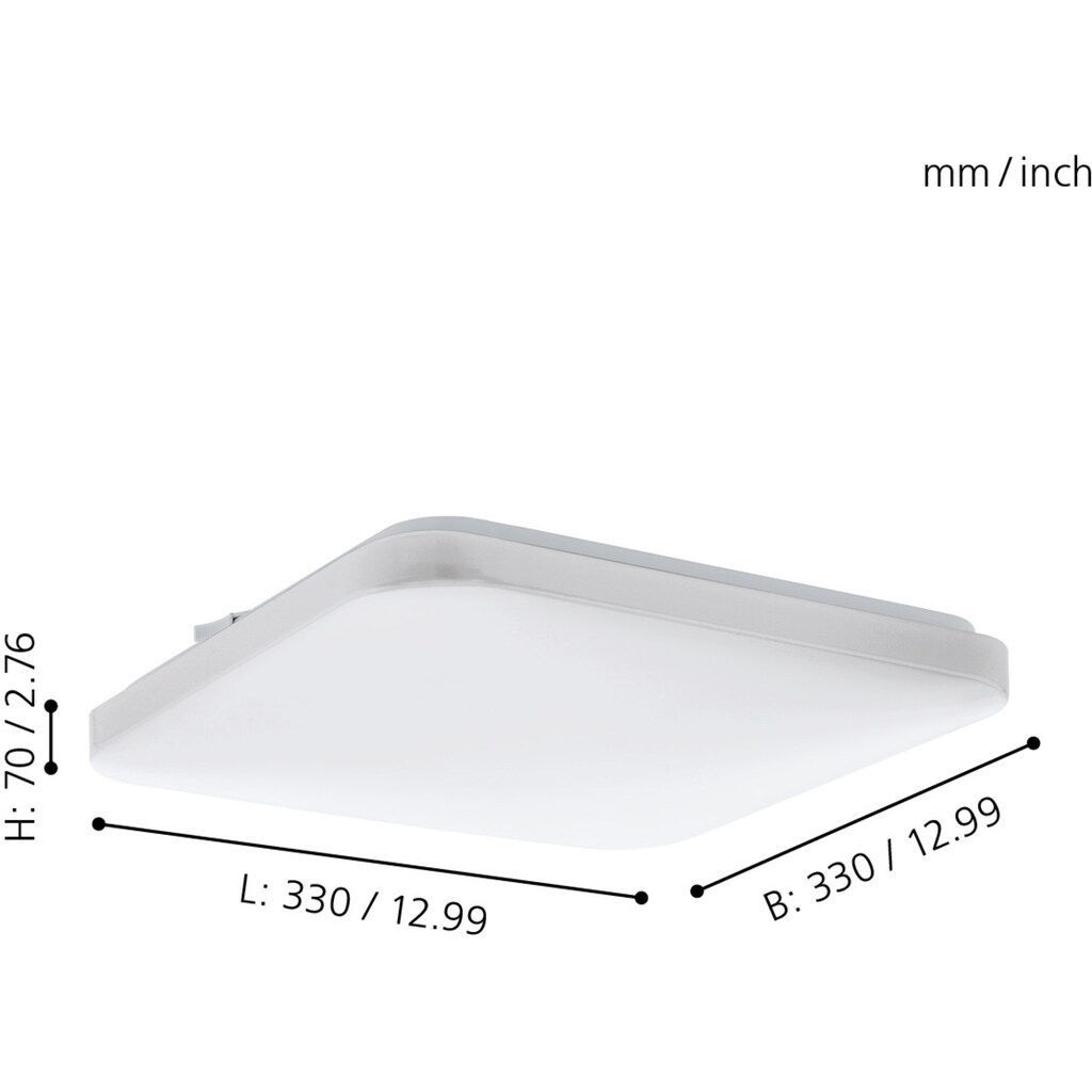 EGLO Deckenleuchte »FRANIA«, LED-Board, Warmweiß, weiß / L33 x H7 x B33 cm / inkl. 1 x LED-Platine (je 17,5W, 2000lm, 3000K) - Deckenlampe - Schlafzimmerlampe - Büroleuchte - Lampe - Schlafzimmer - Küche - Flur - Flurlampe - Küchenlampe