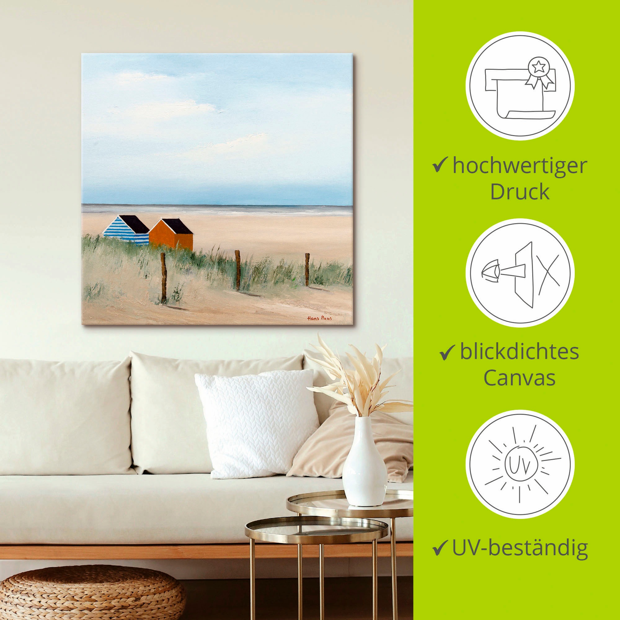 Artland Wandbild »Sonniger Morgen V« Strand 1 Stk. tlg. als Leinwandbild, Poster in verschied. Größen
