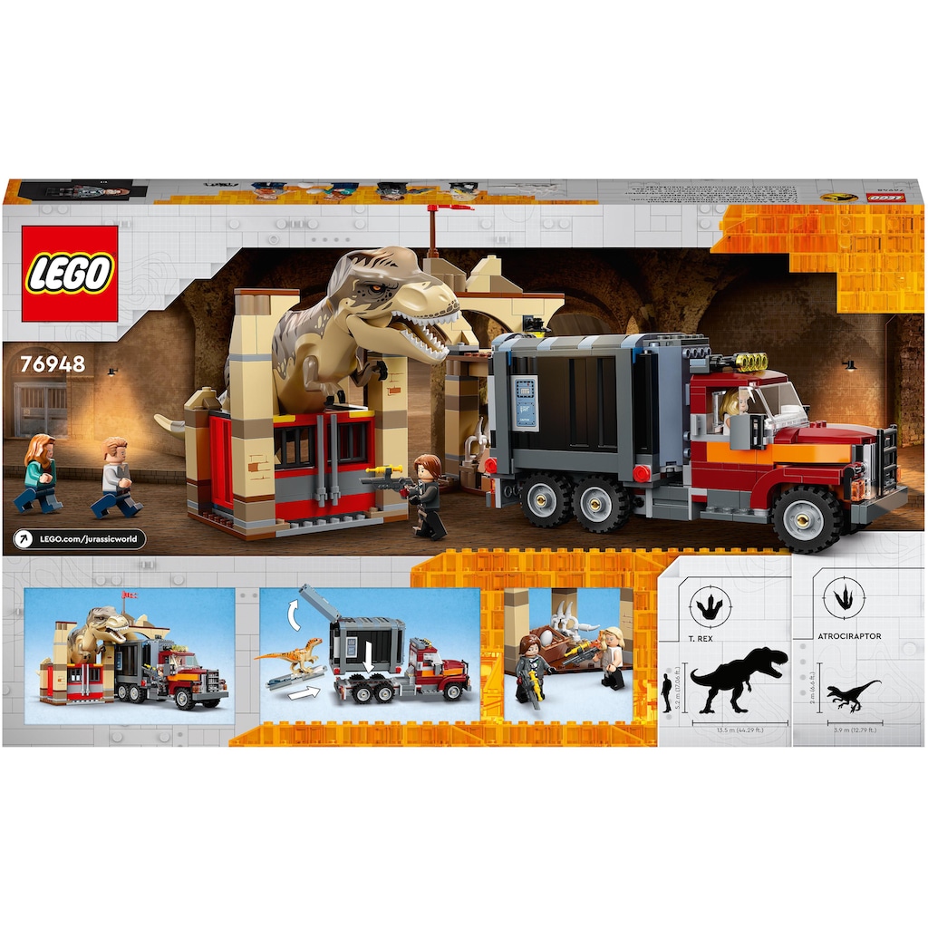 LEGO® Konstruktionsspielsteine »T. Rex & Atrociraptor: Dinosaurier-Ausbruch (76948)«, (466 St.)