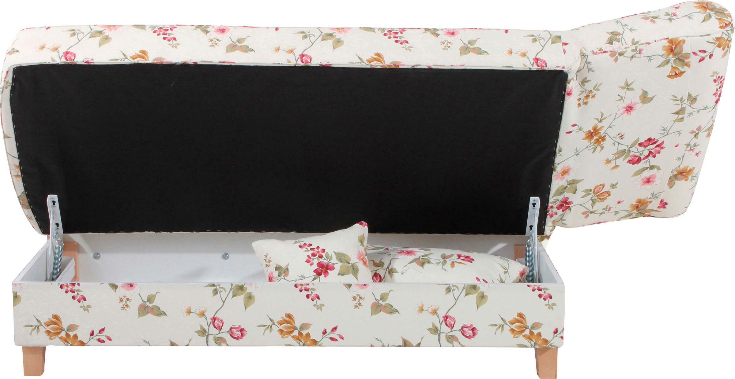 Max Winzer® Recamiere »Saturn mit verstellbarer Armlehne für hohen Sitz- und Relaxkomfort«, Armlehne links oder rechts, mit Blumenmuster, inkusive 4 Kissen