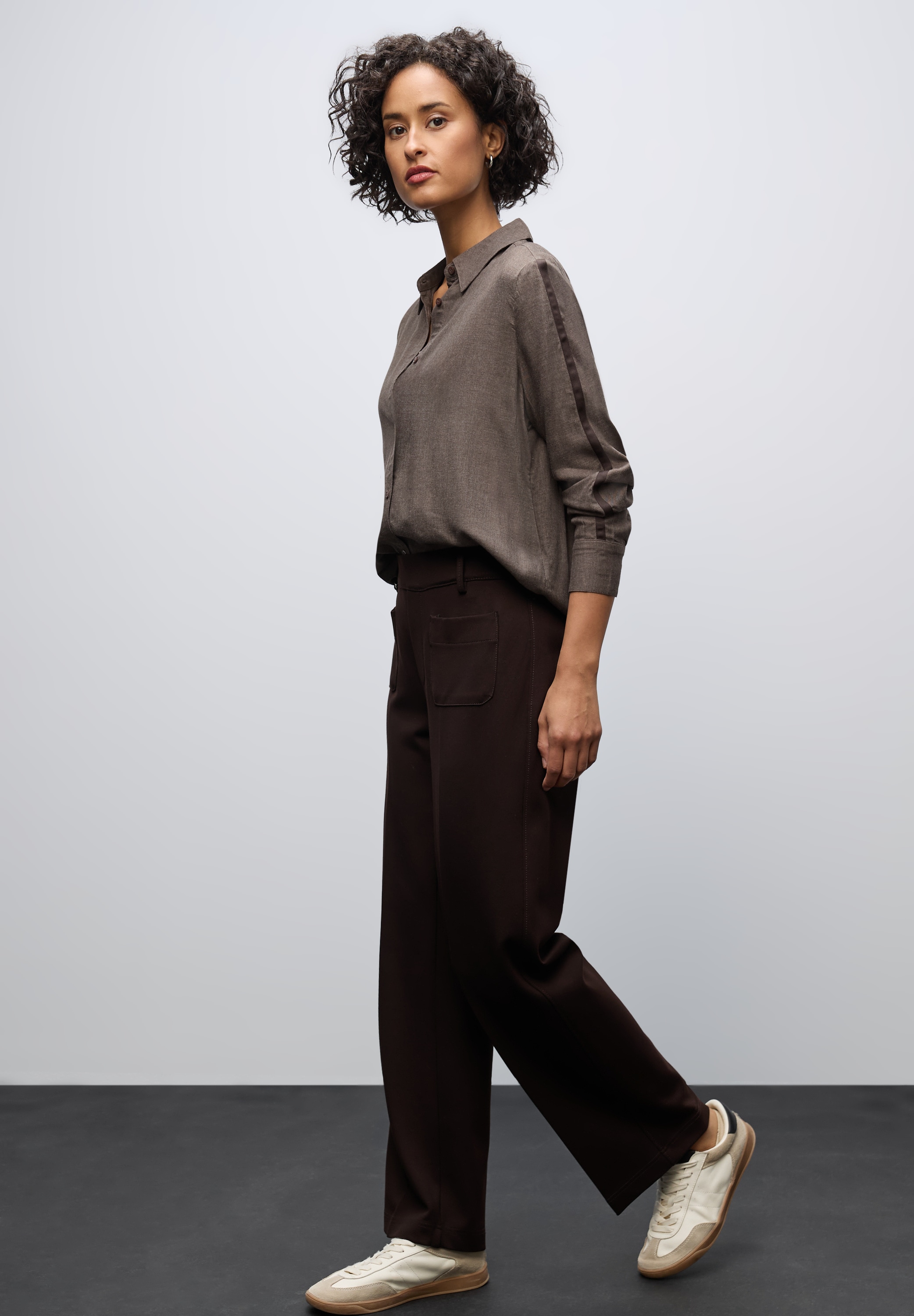 STREET ONE Langarmbluse mit Gallonstreifen und Knopfleiste