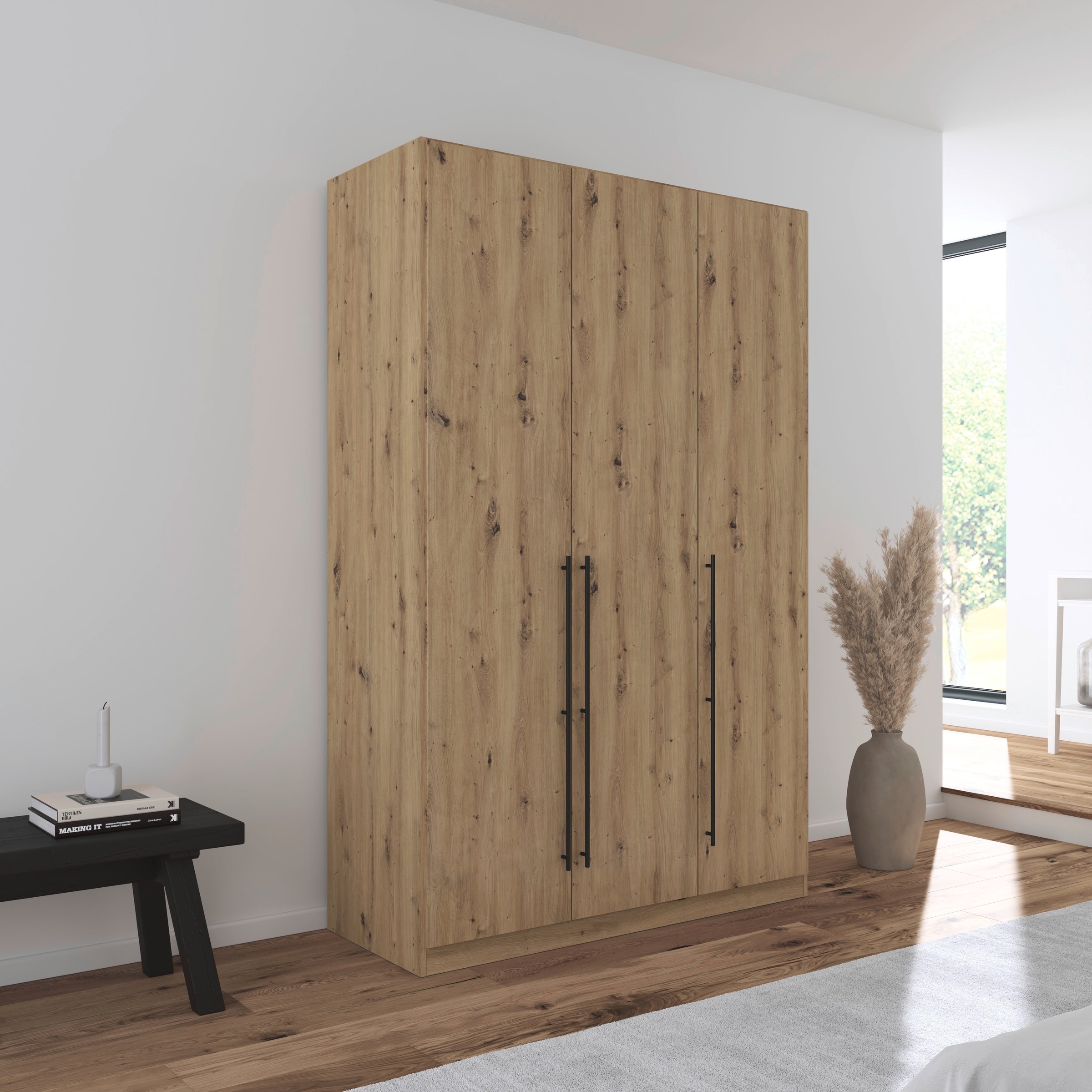 rauch Kleiderschrank »Drehtürenschrank Schrank Garderobe Wäscheschrank Schlafzimmer AVOLA«, (in 3 verschiedenen Ausstattungen BASIC/CLASSIC/PREMIUM), mit hochwertigen Stangengriffen in Schwarz aus Metall MADE IN GERMANY