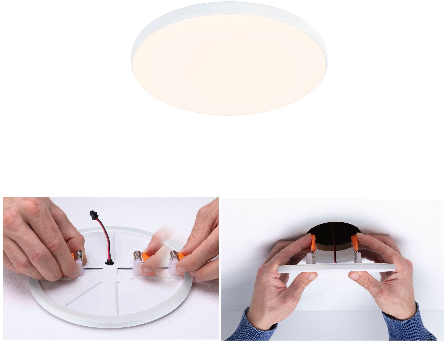Paulmann LED Einbauleuchte »LED Einbaupanel Veluna VariFit Edge IP44 rund 120mm 650lm 3000K Weiß«, 1 flammig, LED Einbaupanel Veluna VariFit Edge IP44 rund 120mm 650lm 3000K Weiß