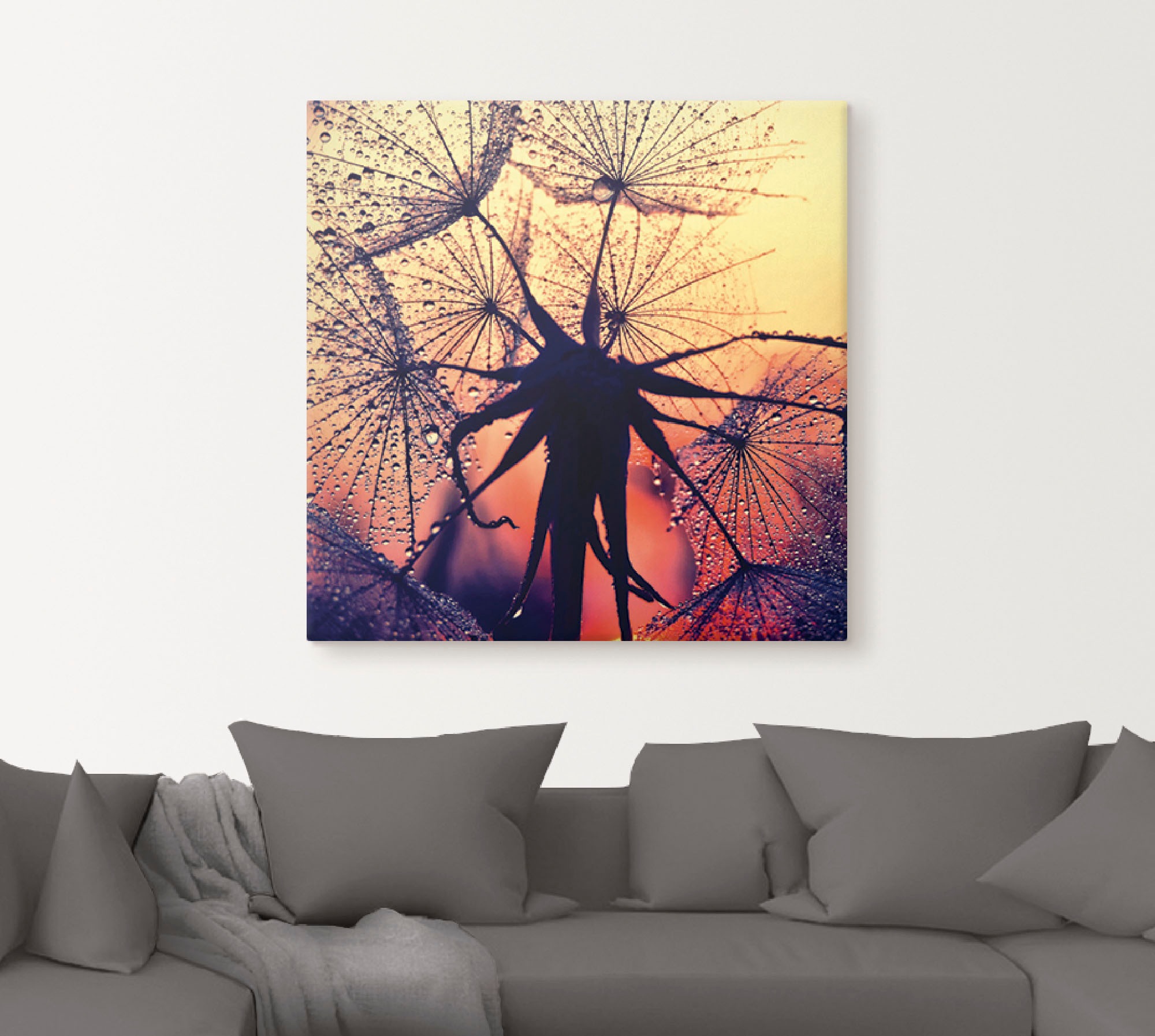 Artland Leinwandbild »Pusteblume im Sonnenuntergang«, Blumen, (1 St.), auf Keilrahmen gespannt