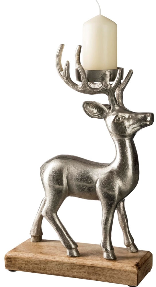 Schneider Kerzenhalter »Weihnachtsdeko«, (1 St.), aus Aluminium auf  Holzsockel, Höhe ca. 30 cm im OTTO Online Shop