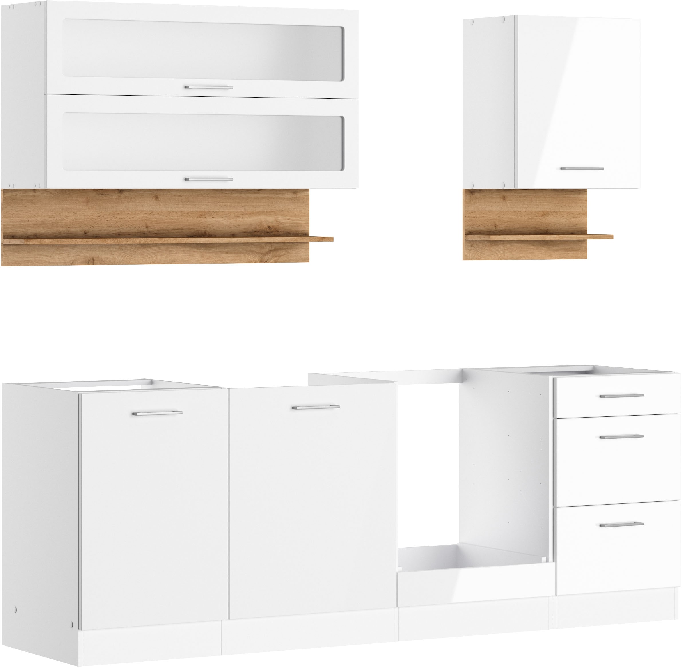 KOCHSTATION Küchenzeile »KS-Milan« 220 cm breit, robuste Metallauszüge, viel Stauraum