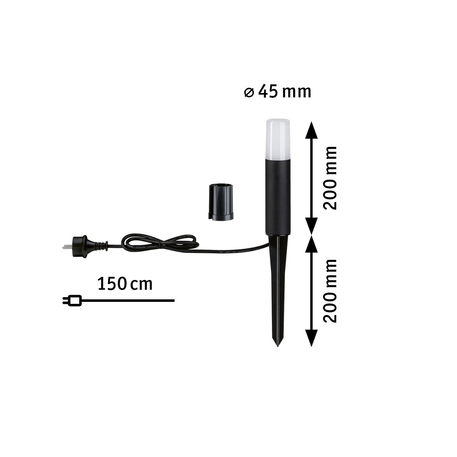 Paulmann LED Pollerleuchte »Flarea IP65 200mm 3000K 3,1W 280lm 230V Schwarz Aluminium«, 1 flammig