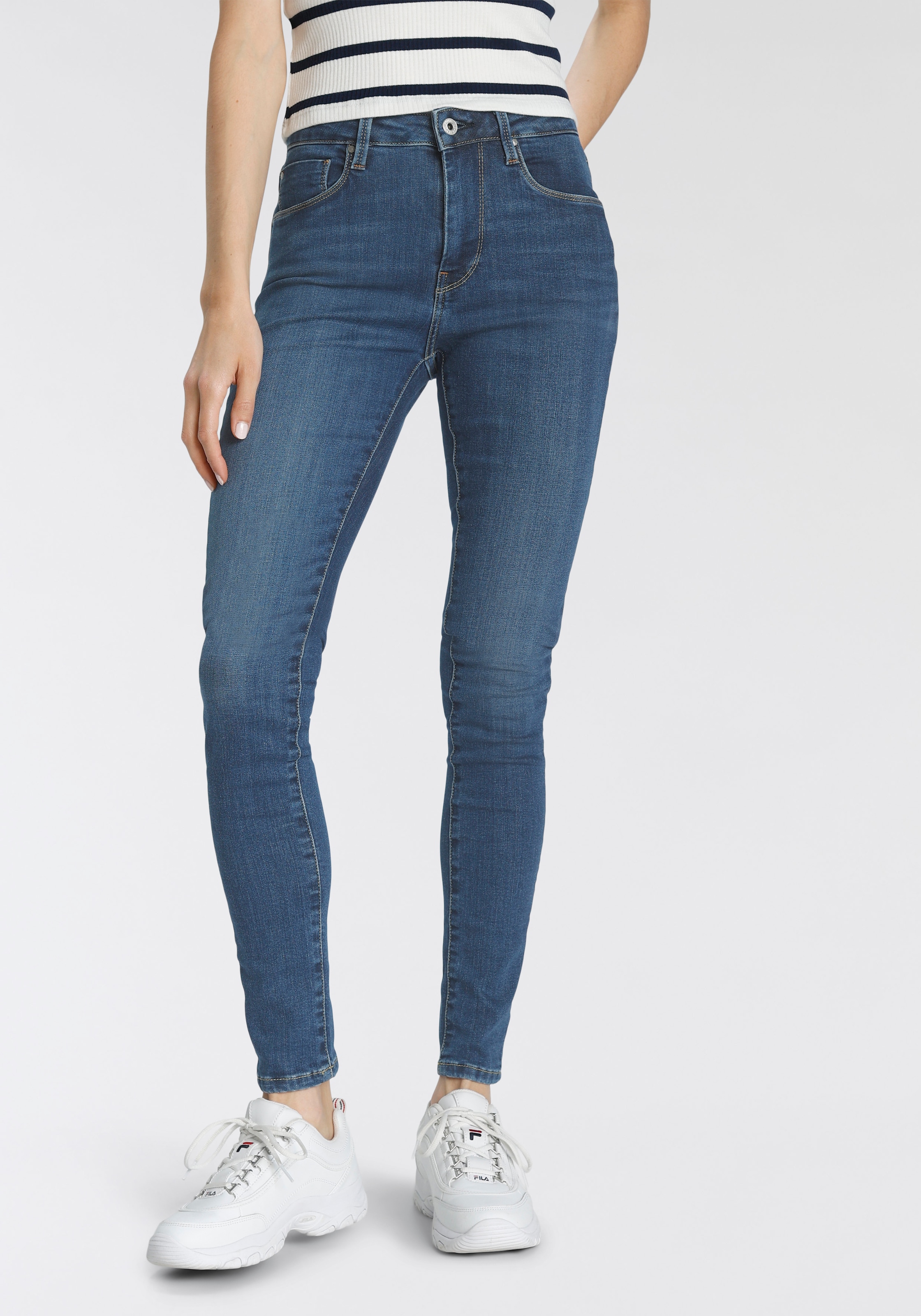 Pepe Jeans Röhrenjeans »REGENT«, in Skinny Passform mit hohem Bund aus seidig bequemem Stretch Denim