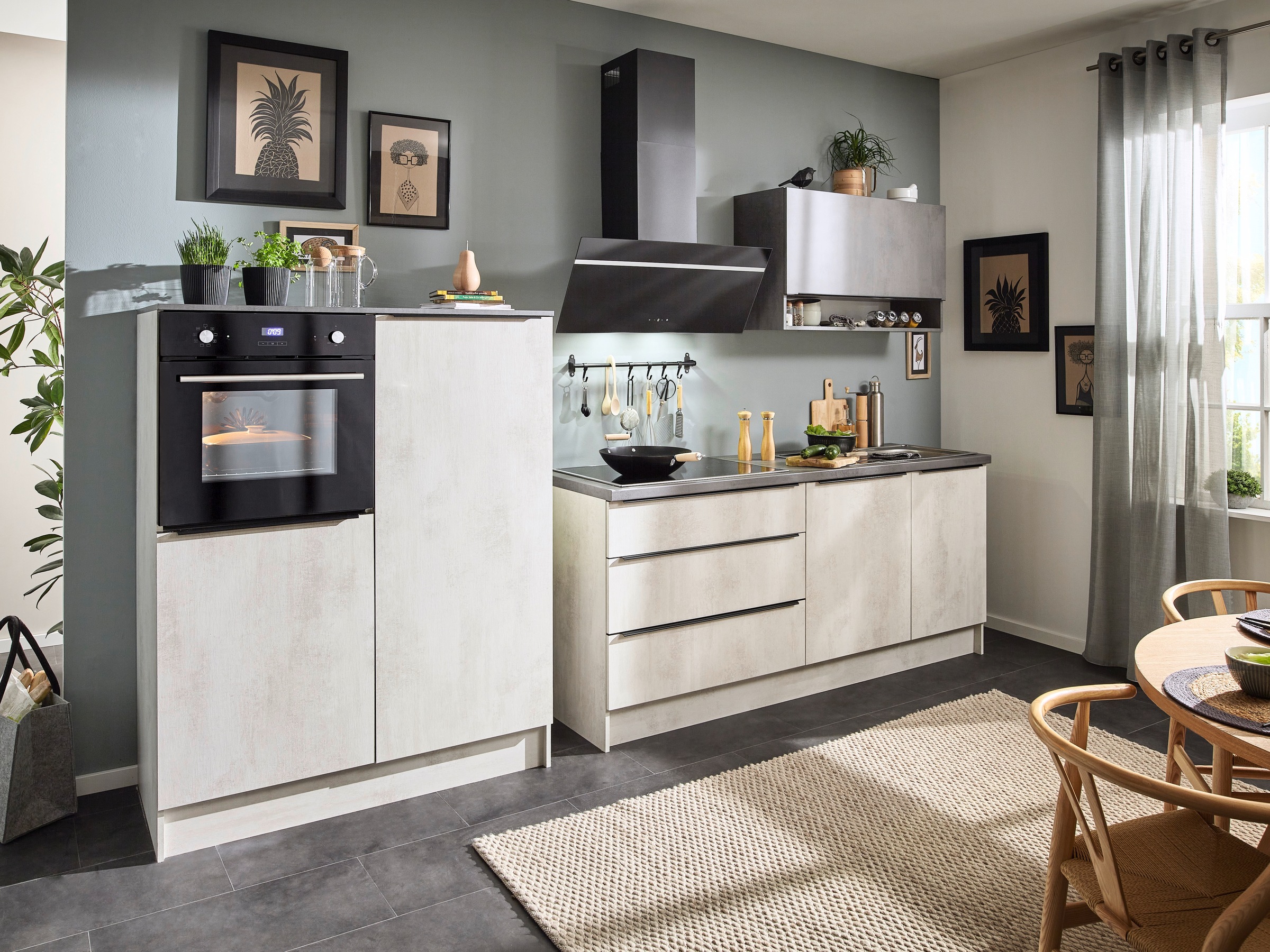 BASIC by Balculina Küchenzeile »Boston«, Breite 200 + 123 cm, wahlweise mit E-Geräten