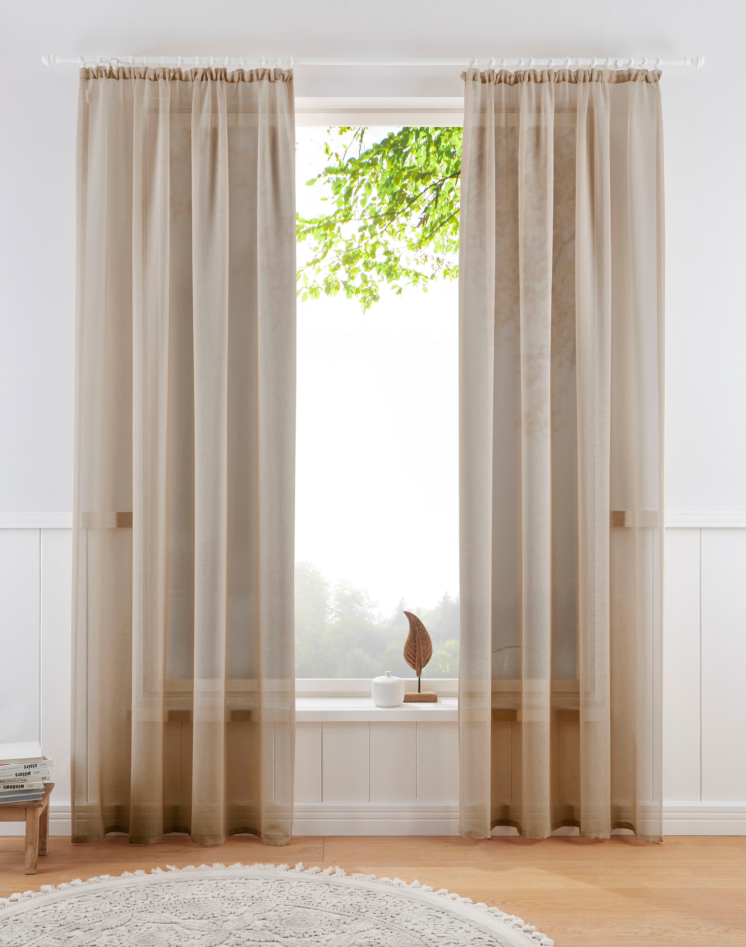 my home Gardine »TENDER«, (1 St.), Leinen Optik mit Struktur, monochrom, Bestseller