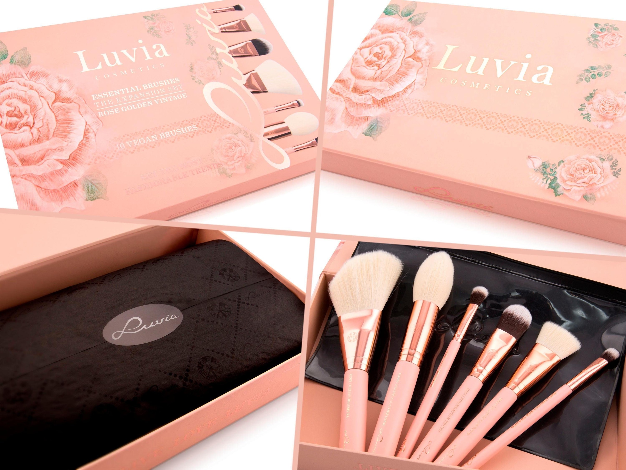 Luvia Cosmetics Kosmetikpinsel-Set »Essential Brushes - Expansion Set - Rose Golden Vintage«, (10 tlg.)