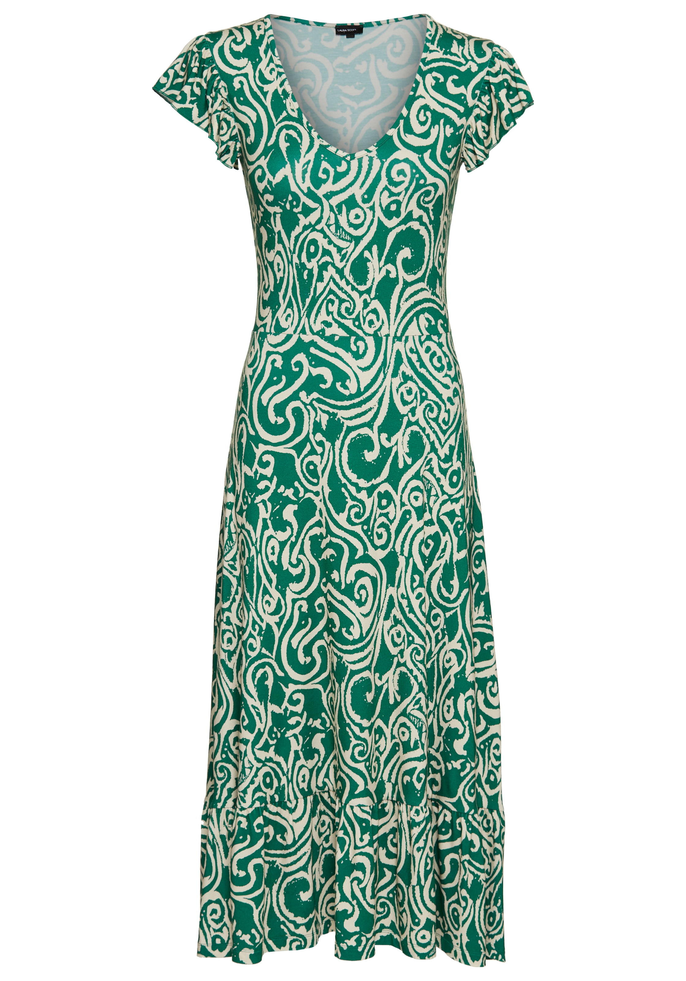 Laura Scott Sommerkleid, mit Alloverdruck & leicht gerafften Flügel-Ärmeln - NEUE KOLLEKTION