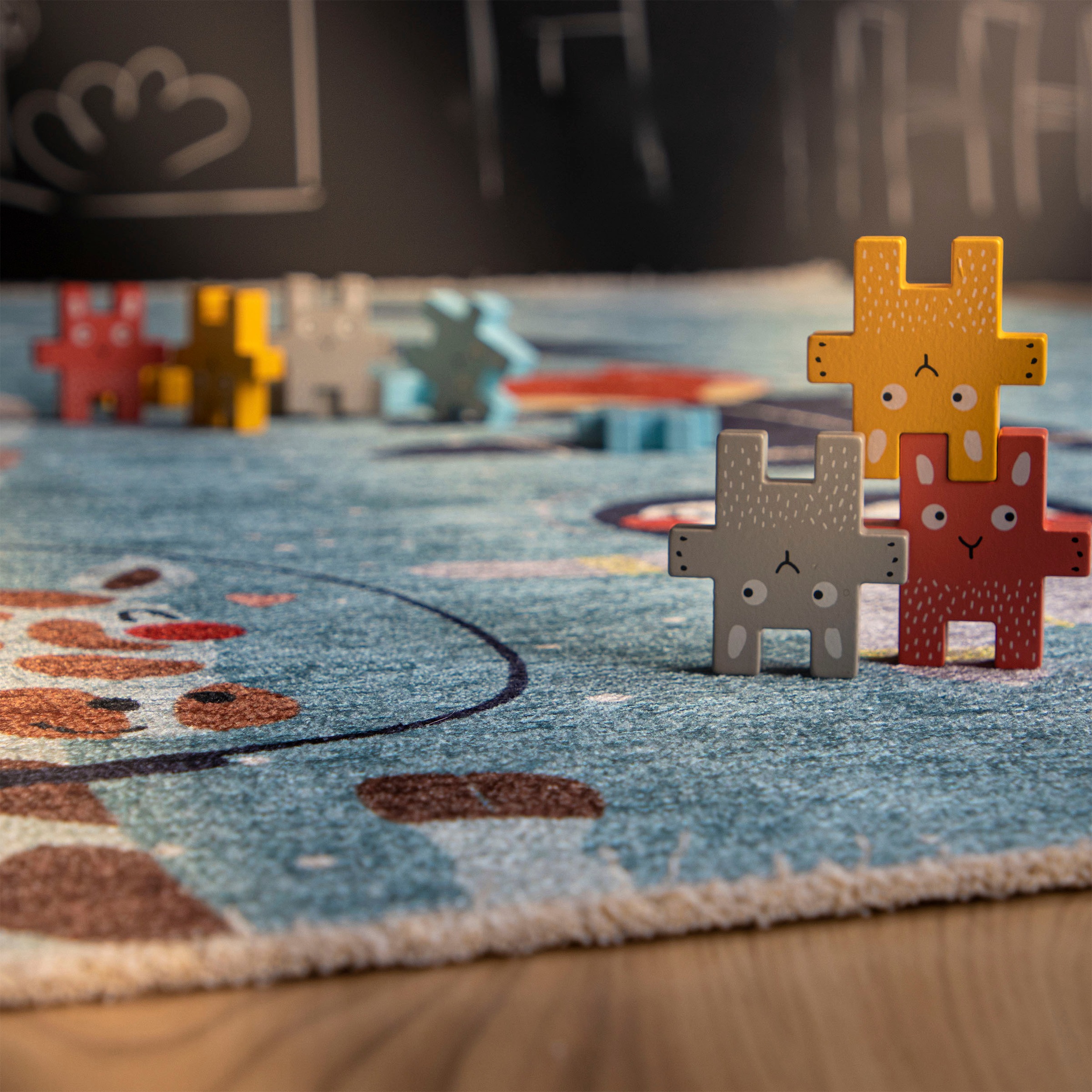 Obsession Kinderteppich »My Greta 600« rechteckig 6 mm Höhe Kurzflor, Motiv Tiere im Weltraum, mit Fransen, Kinderzimmer