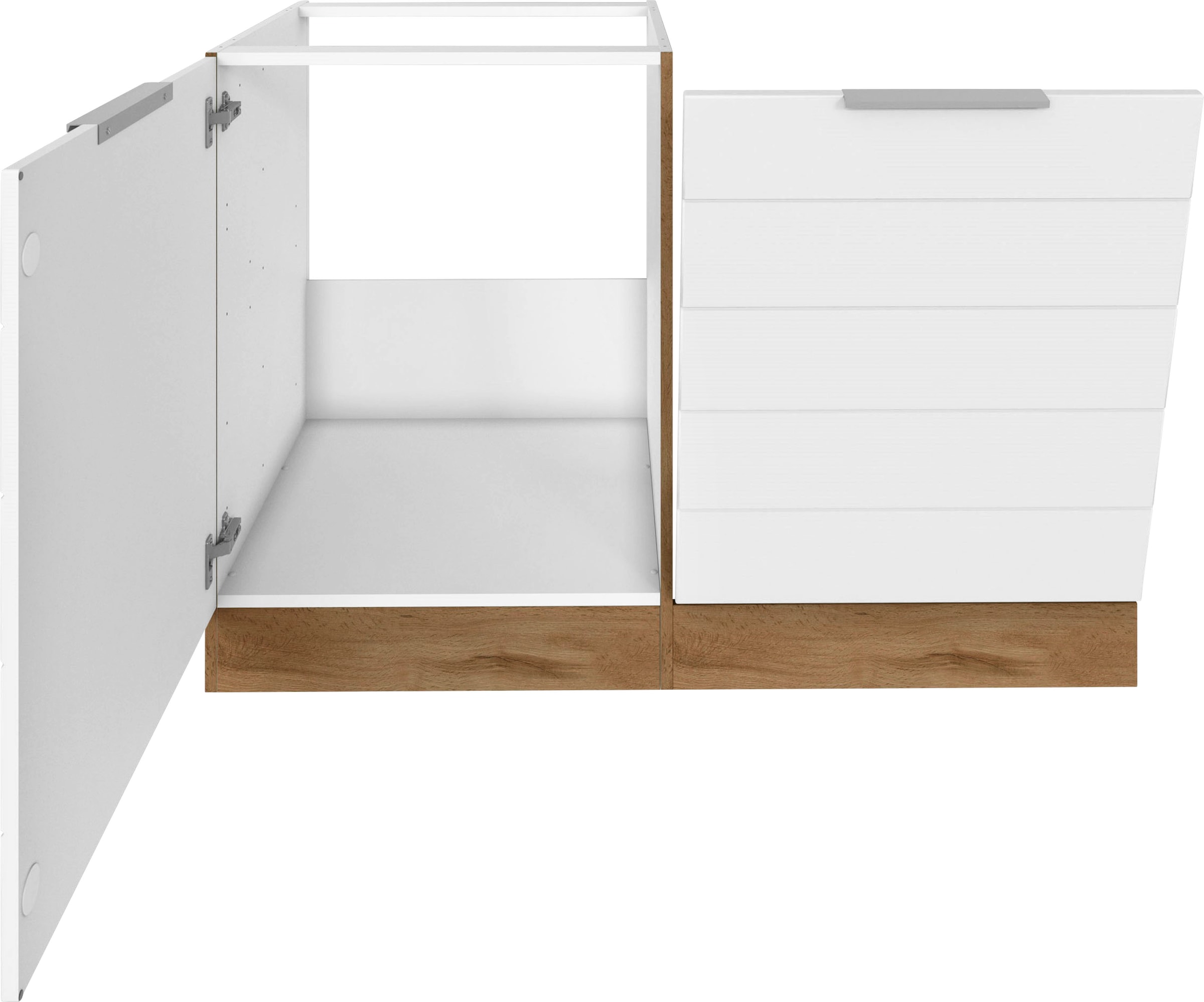 KOCHSTATION Spülenschrank »KS-Luhe«, 120 cm breit, hochwertige MDF-Fronten mit waagerechter Lisene