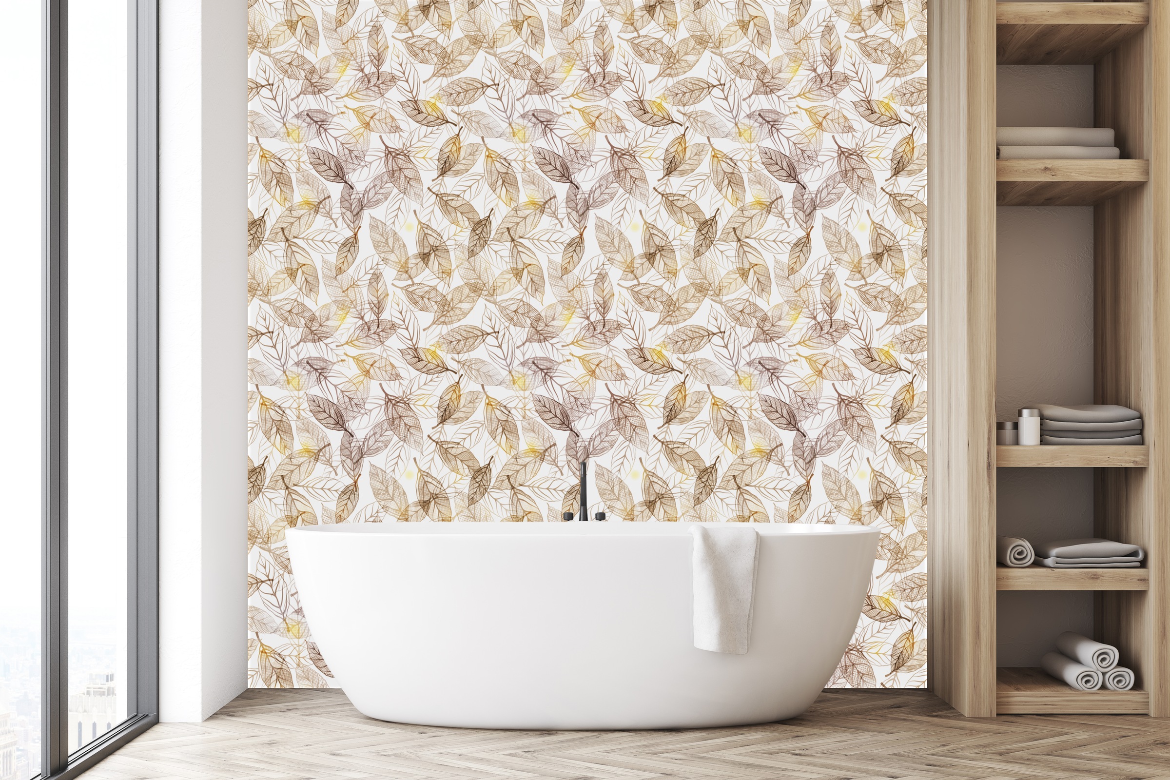 queence Vinyltapete »Blätter braun«, natürlich, 90x250cm, selbstklebend, kinderleichte Anbringung, Sticker