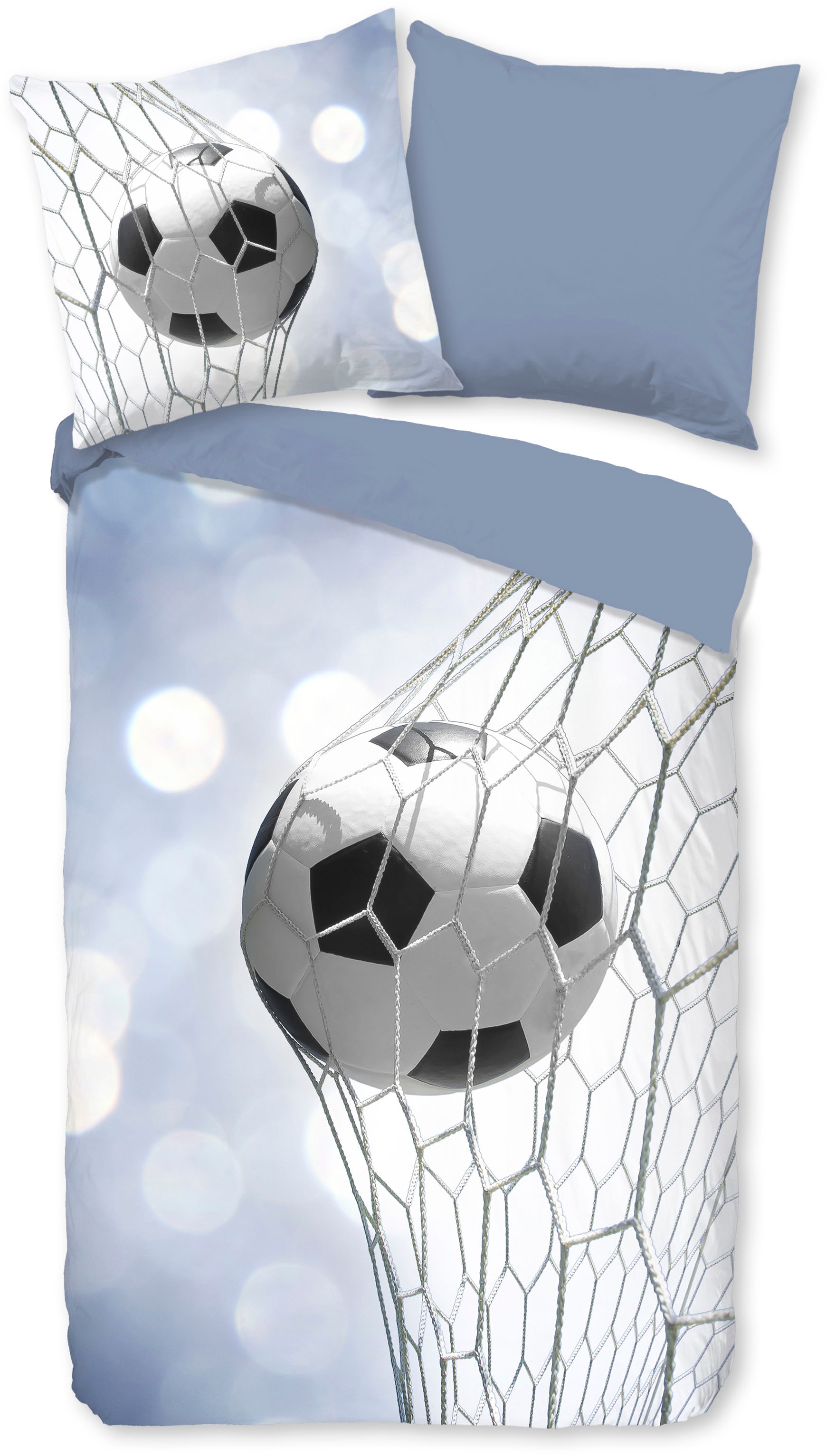 good morning Kinderbettwäsche »Tijmen« 2 Stk. tlg. Flanell Biber, 135x200, Warm, Reißverschluss, Wende, Junge, Fußball