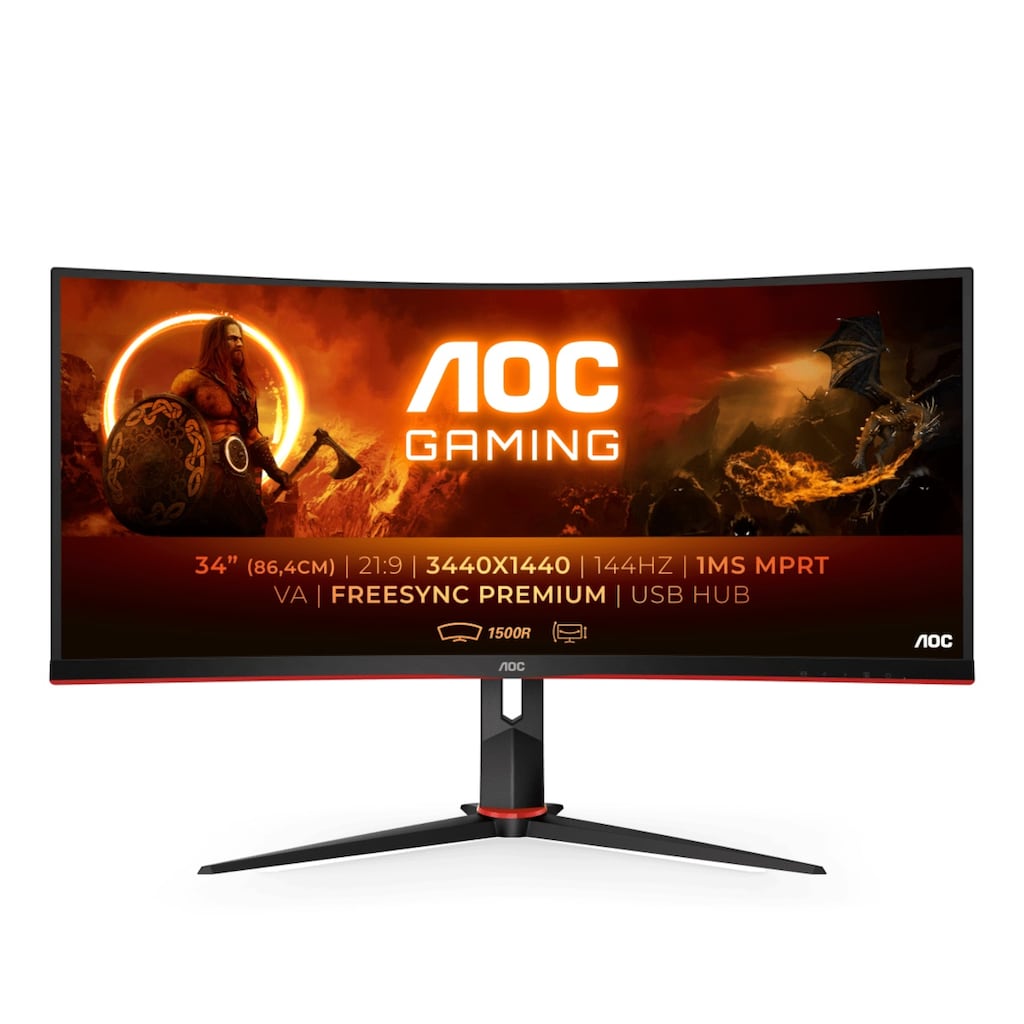 AOC Gaming-Monitor »CU34G2X/BK«, 86,4 cm/34 Zoll, 3440 x 1440 px, QHD+, 1 ms Reaktionszeit, 144 Hz