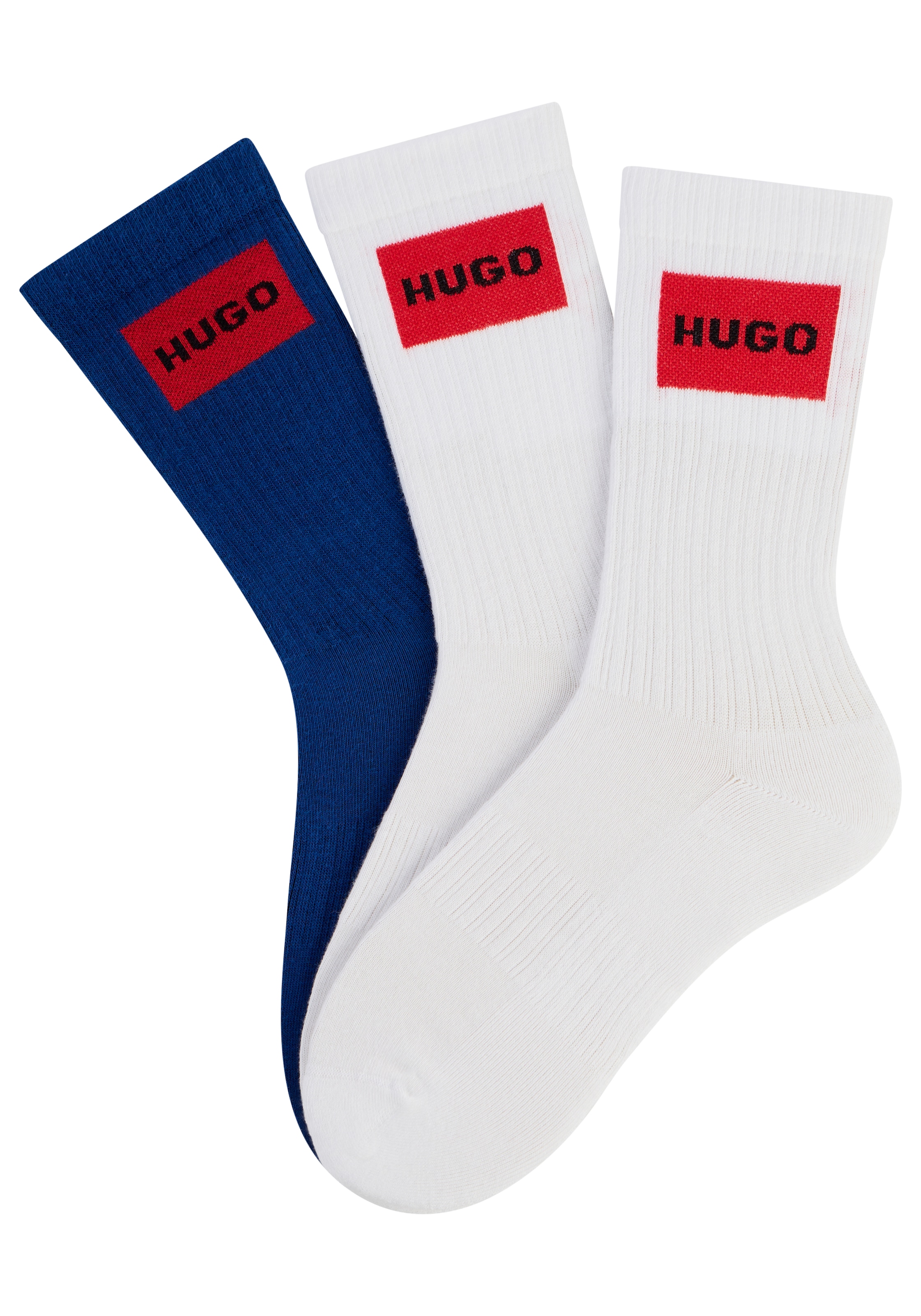 HUGO Underwear Freizeitsocken »3P QS RIB LABEL« Packung, 3er, 3 Paar tlg. mit kontrastfarbenen HUGO Logo