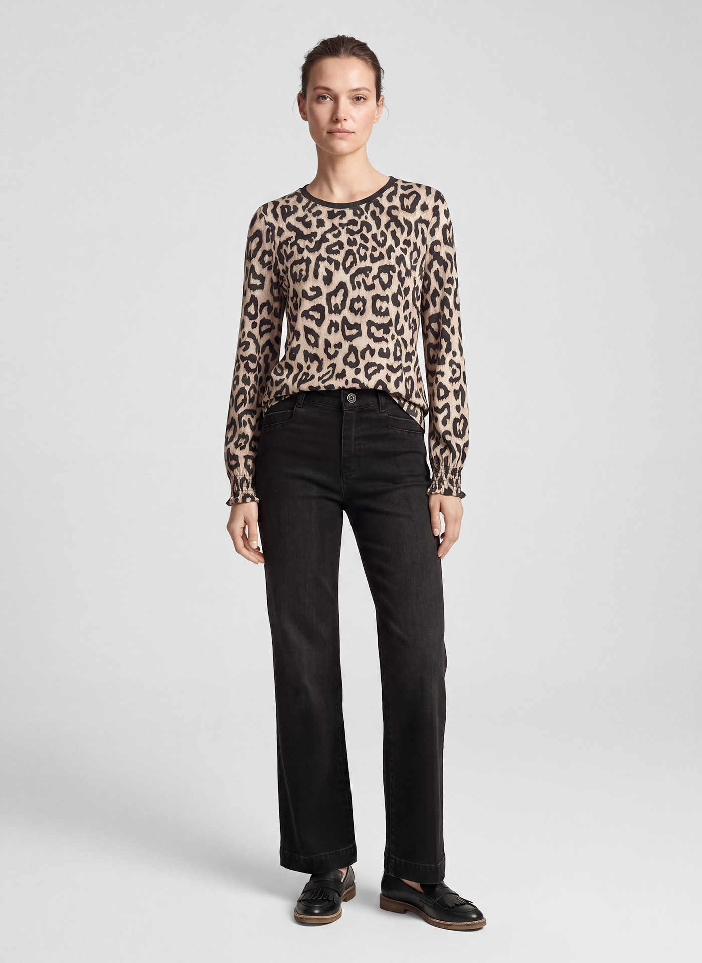 Rabe Langarmshirt mit Leo-Print