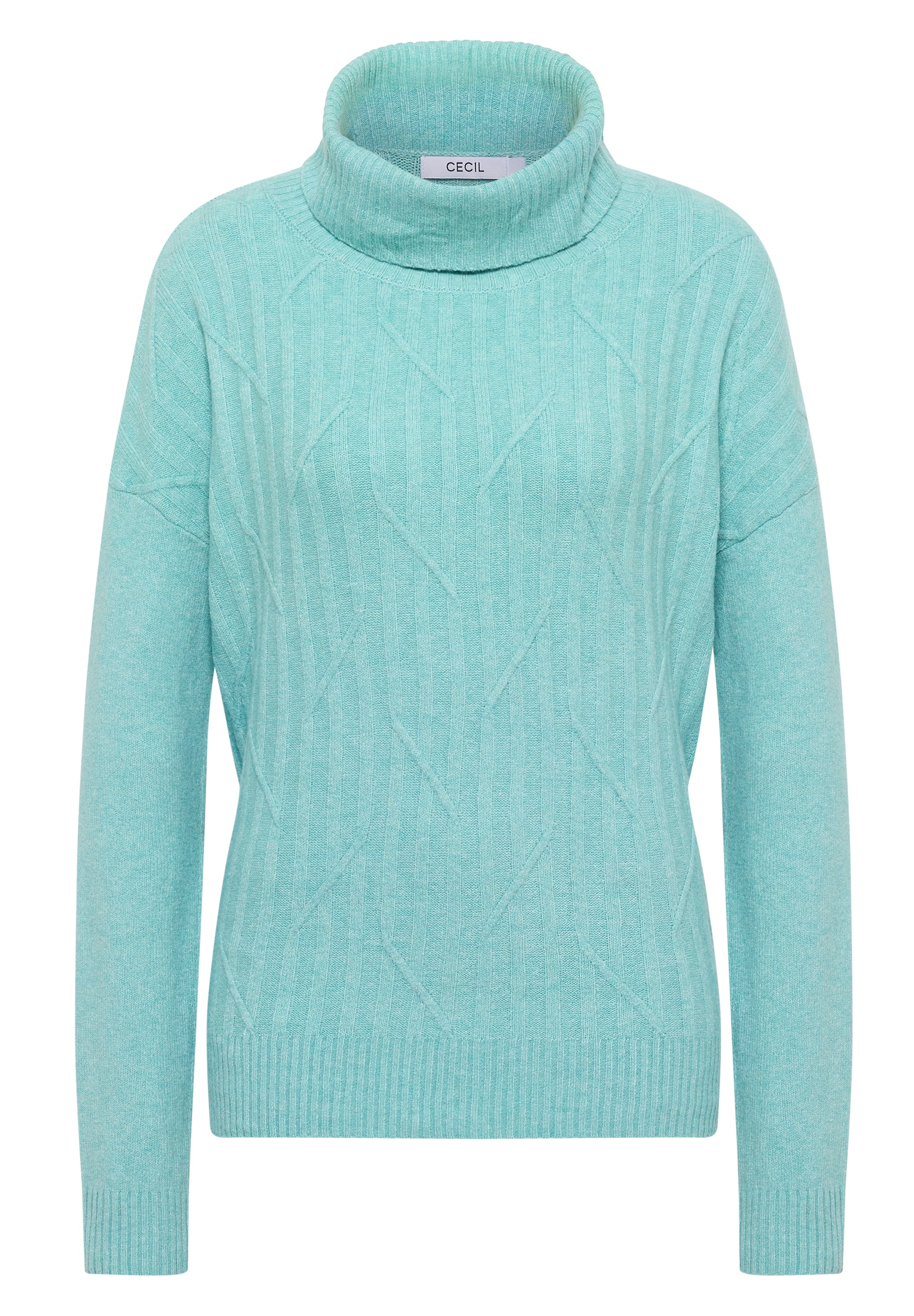 Cecil Rollkragenpullover mit Strick-Muster und Umlegekragen