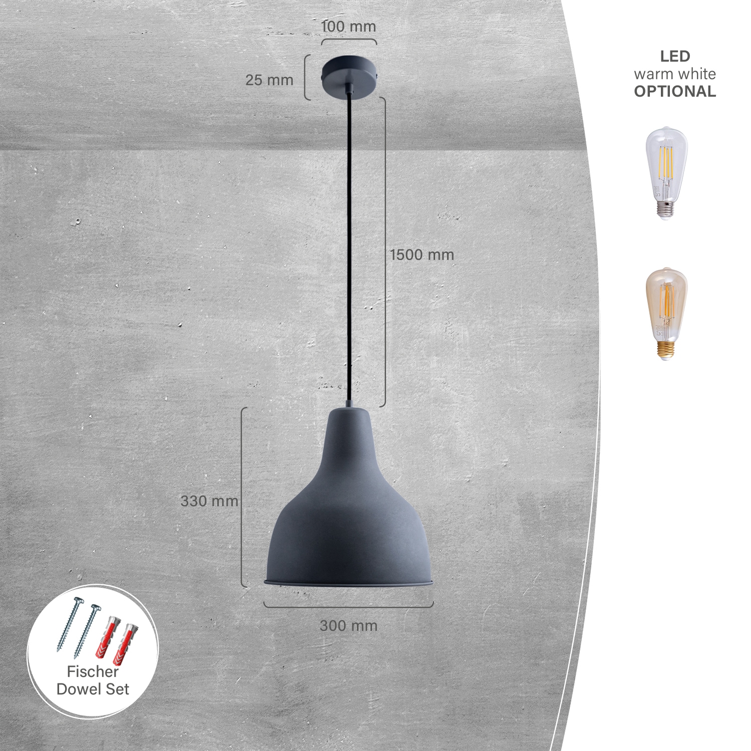 Paco Home Pendelleuchte »CHARLIE«, 1 flammig, Leuchtmittel E27 | ohne Leuchtmittel, Hängelampe Esszimmer Küchenlampe Hängend Esstischlampe E27