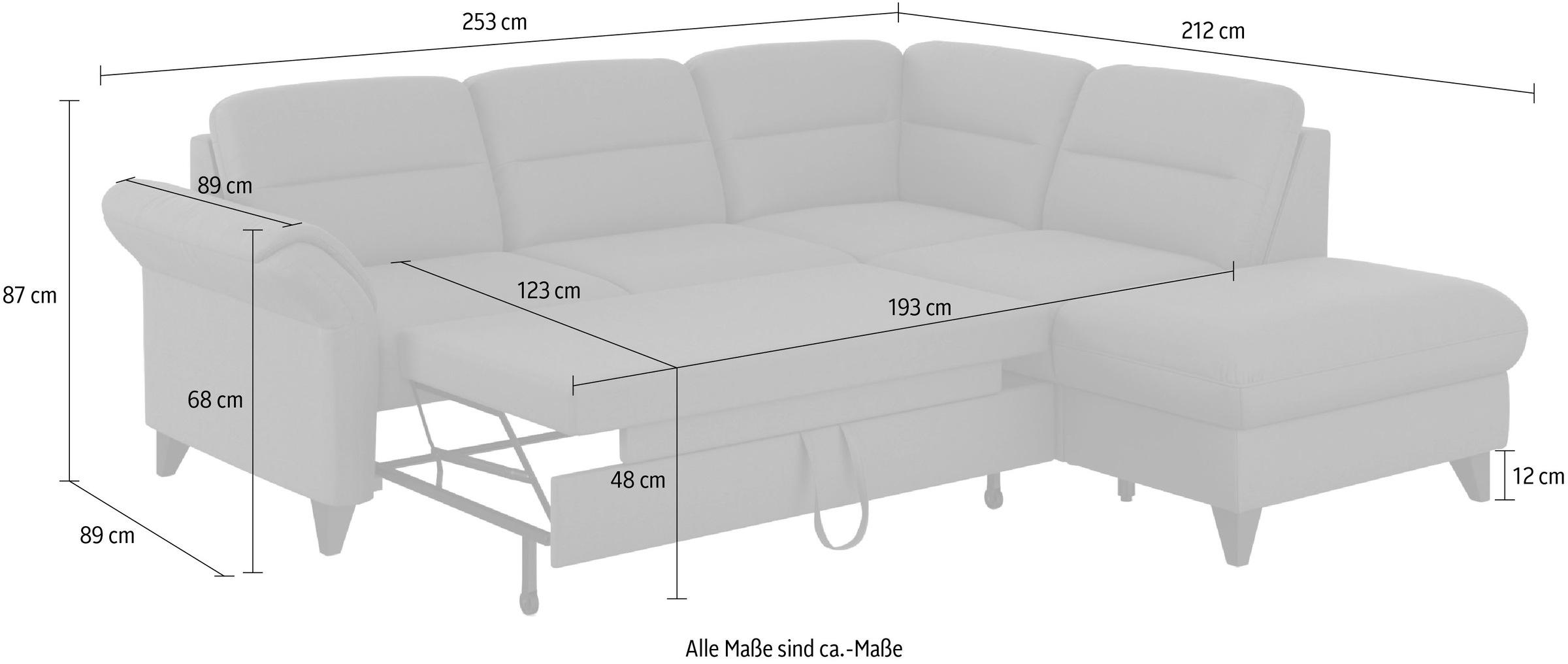 sit&more Ecksofa »Mellum L-Form«, Federkern, wahlweise mit Bettfunktion, Stauraum und Armteilfunktion