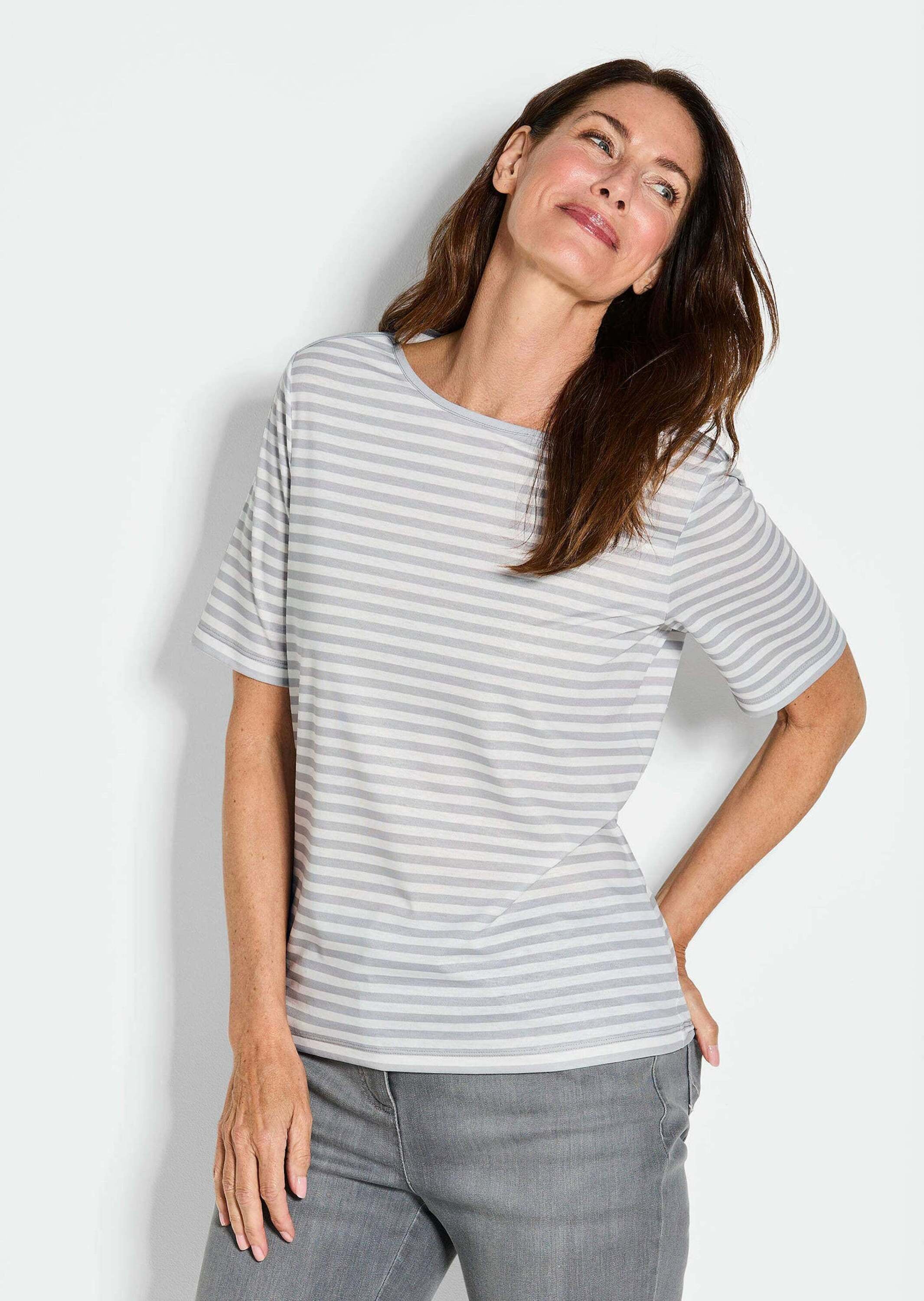 GOLDNER Kurzarmshirt »Kurzgröße Stilvolles Streifenshirt für Damen« Blende