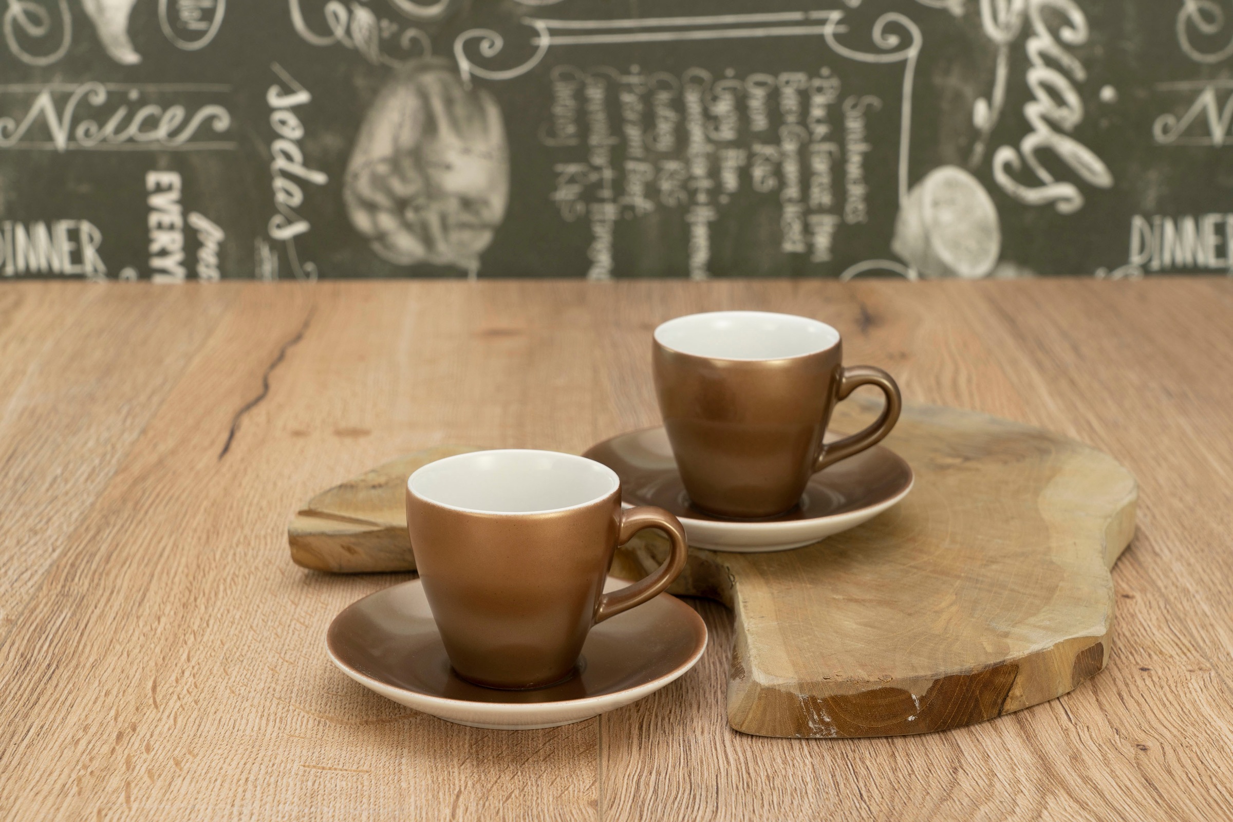 CreaTable Espressotasse »Golden Days«, (Set, 4 tlg.), 4-teilig, inkl. Untertasse
