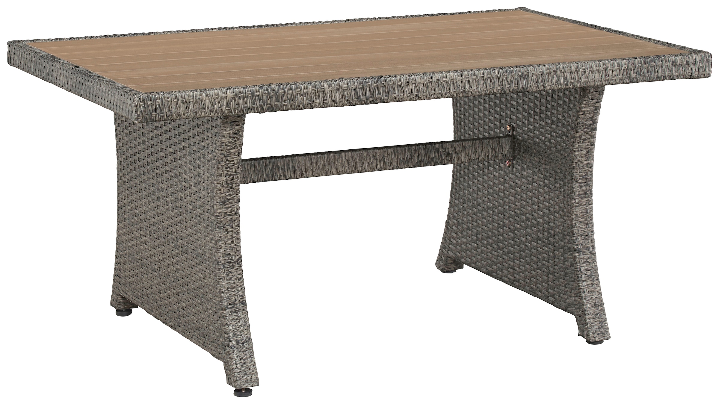 KONIFERA Gartenlounge-Set »Siros«, (Set, 12 tlg., 1x 3er Sofa, 2x Sessel, 1x Tisch 135x82x65cm, inkl. Auflagen), Polyrattan, Stahl, Tischplatte aus Nonwood, geeignet für 5 Personen