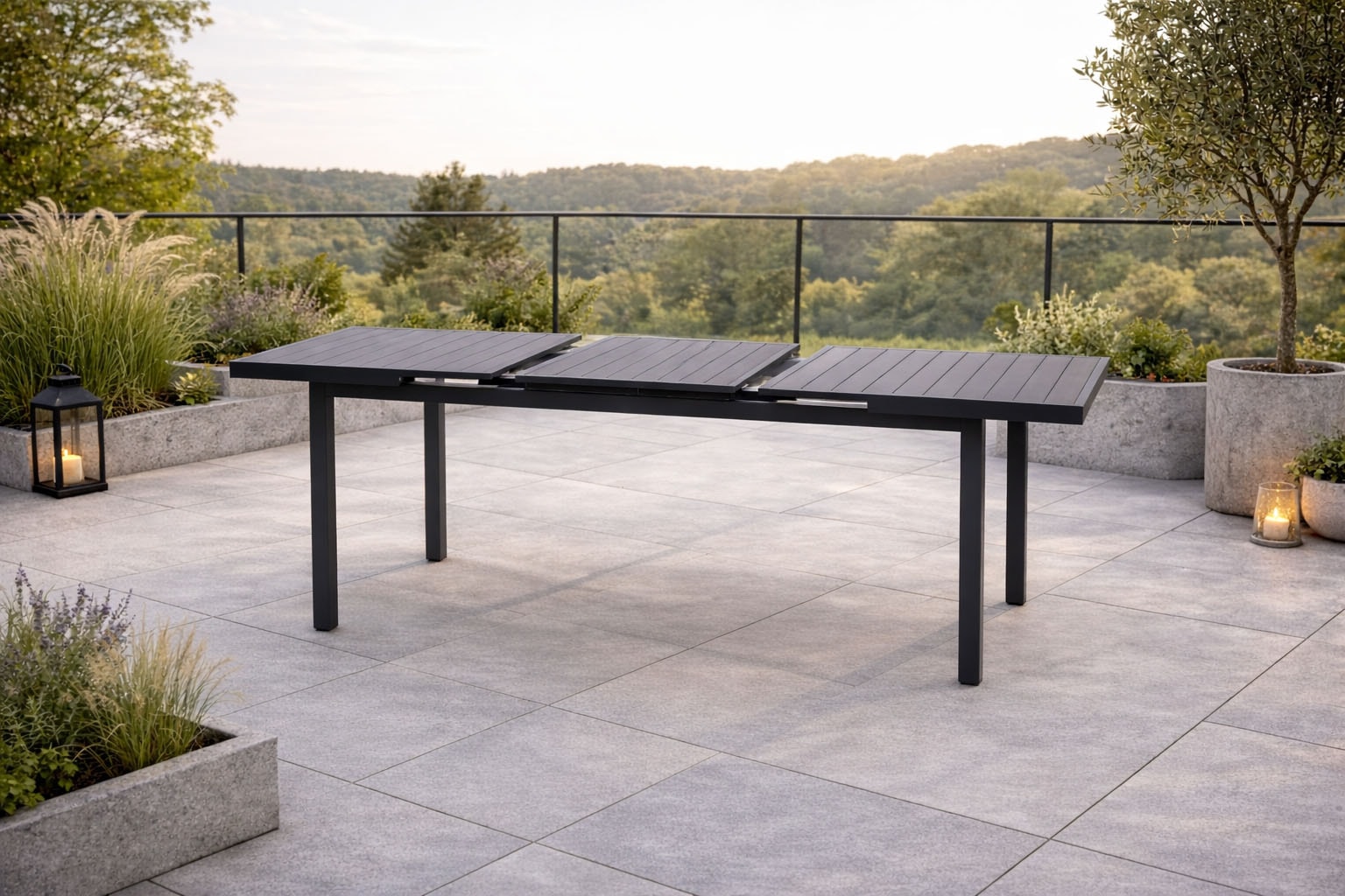 Destiny Garten-Essgruppe »MOLINO IMOLA 4 Se + Ausziehtisch 165/215x100cm, anthrazit« Set,  Aluminium, Rope, Polywood