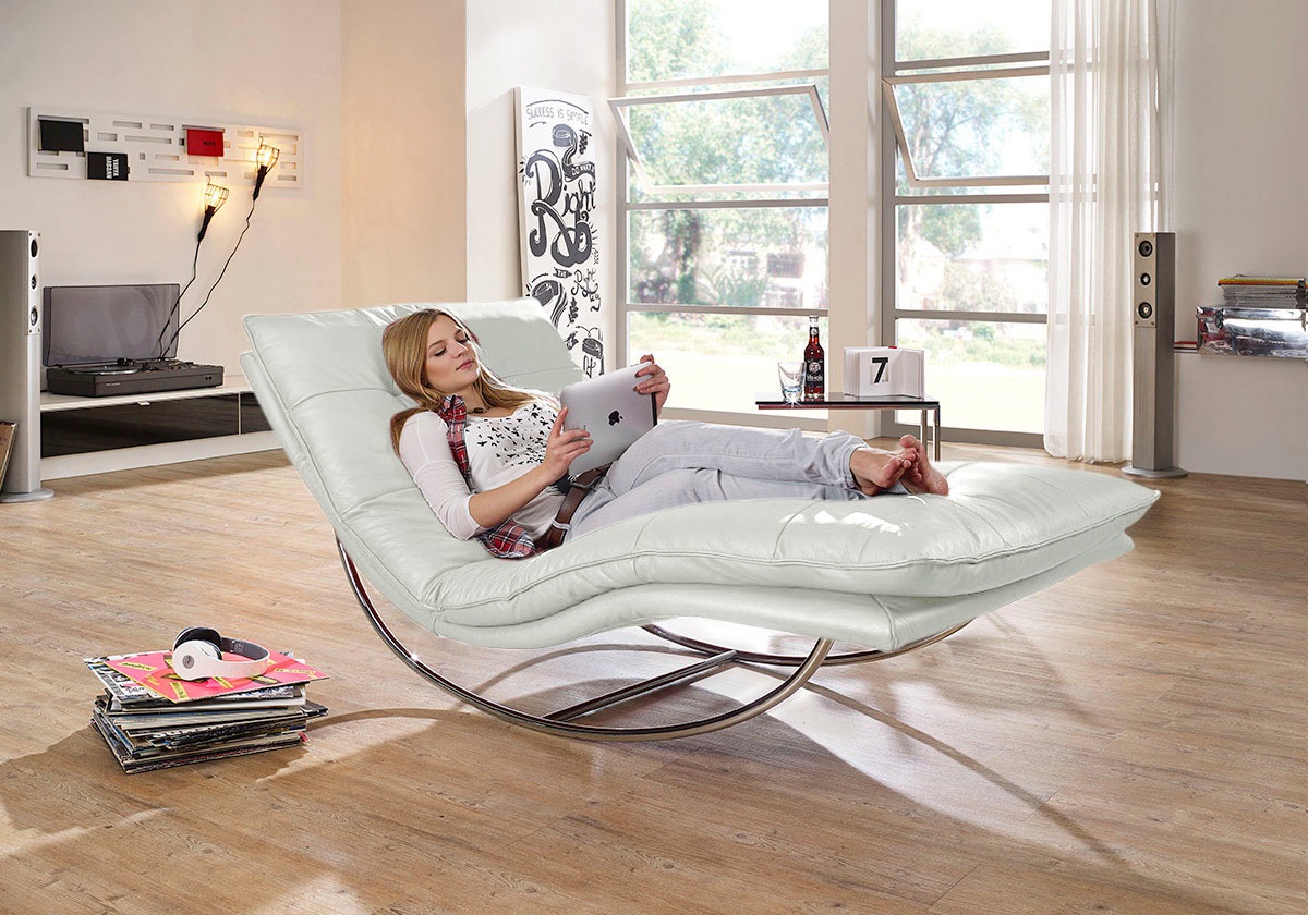 W.SCHILLIG Relaxliege »daily dreams«, in Waffelkissen-Optik, Schaukelgestell Chrom glänzend, in 2 Breiten