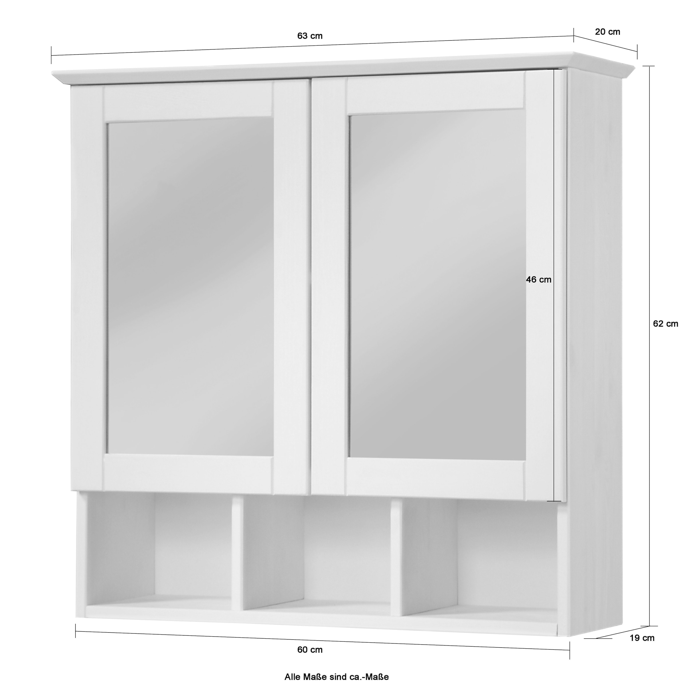 welltime Spiegelschrank »Landhaus Sylt«, Breite 62,5 cm, aus Massivholz
