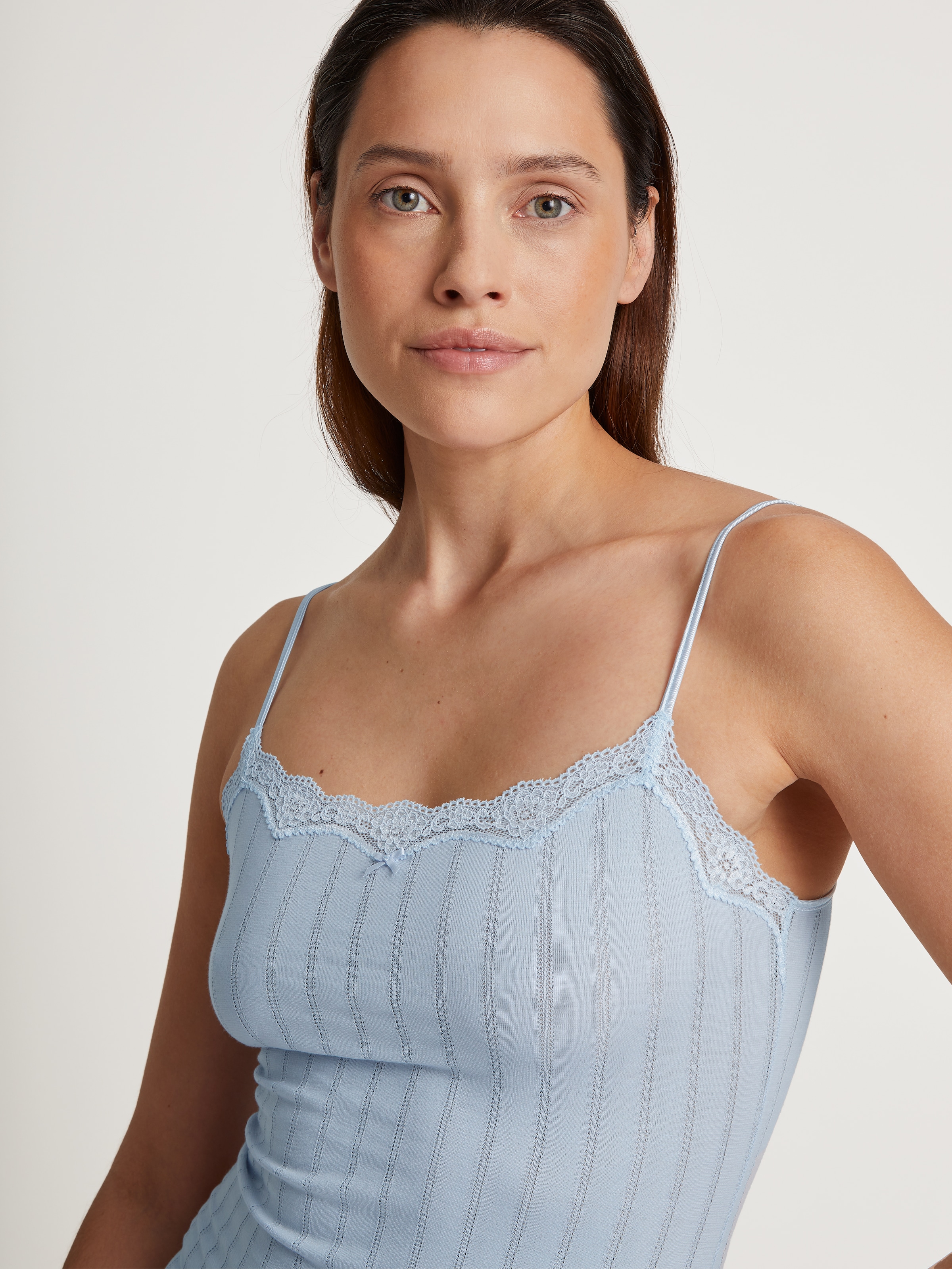 CALIDA Spaghettitop »Etude Toujours« Nadelstreifen-Optik, Spitze, elastisch, weich, Single Jersey Qualität