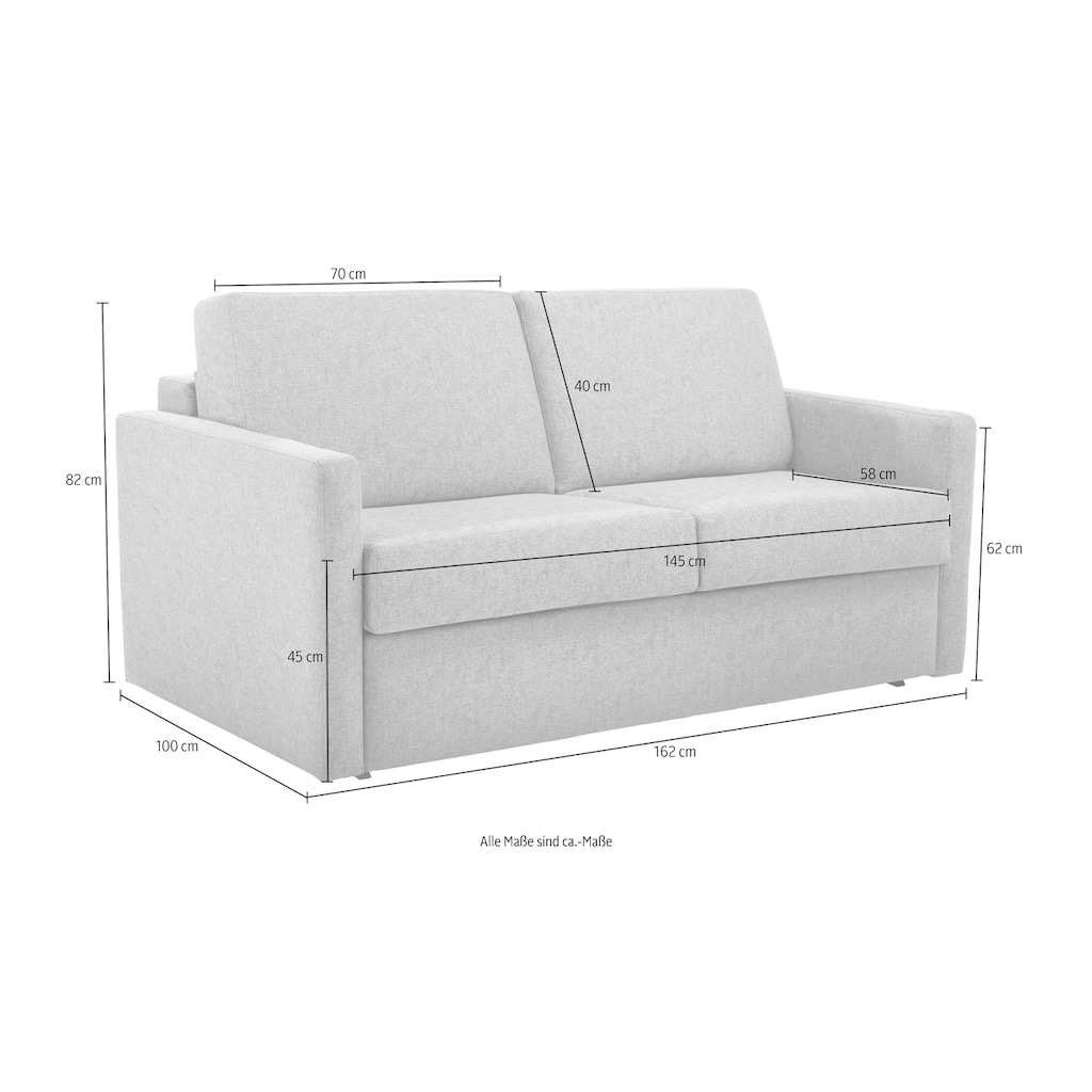 Places of Style Schlafsofa »Goldpoint 162 cm, Dauerschläfer, Liegefläche 120/200cm,«