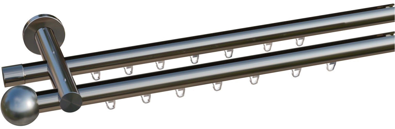 indeko Gardinenstange »Colombes« 2 läufig-läufig Wunschmaßlänge Innenlauf Komplett-Set inkl. Gleitern und Montagematerial