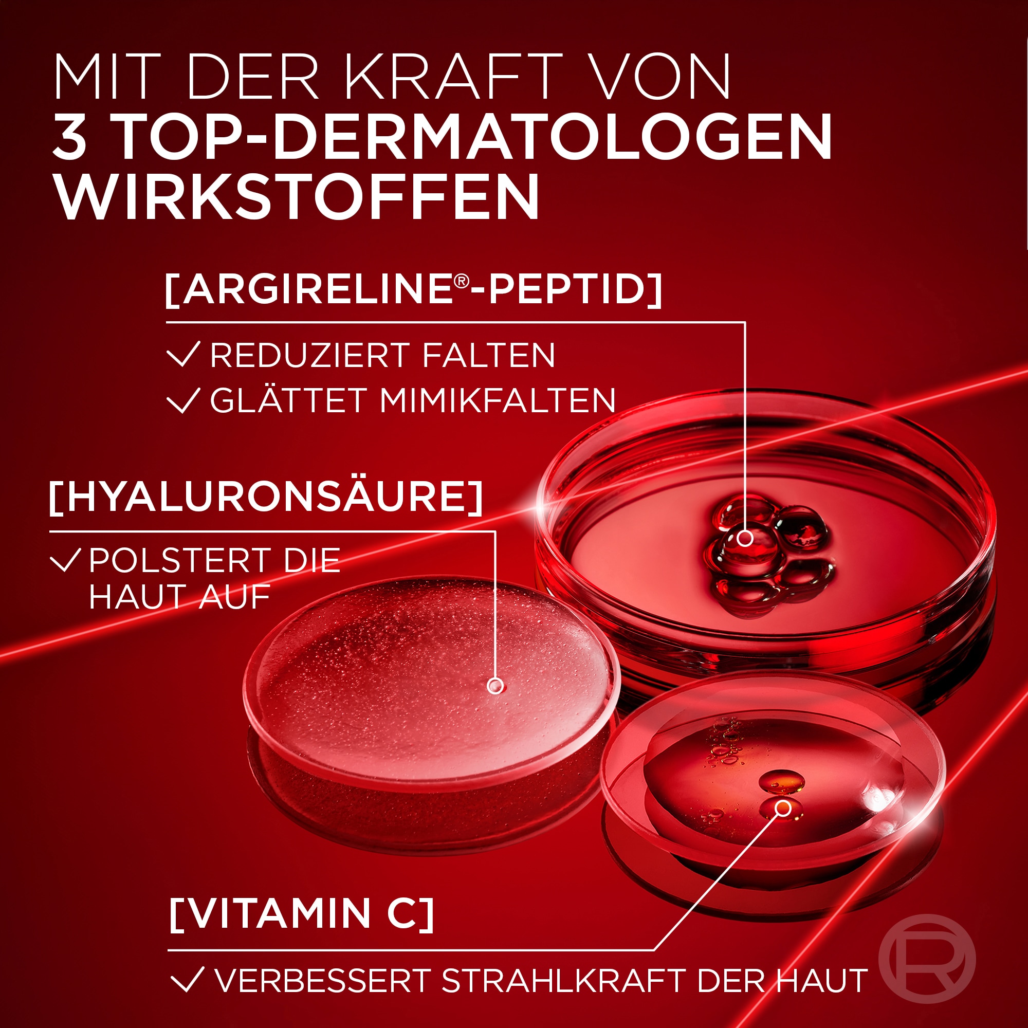 L'ORÉAL PARIS Tagescreme »REVITALIFT LASER DREIFACH-POWER ANTI-AGE TAGESPFLEGE LSF 25« mit Pro-Retinol, Hyaluronsäure und Vitamin C